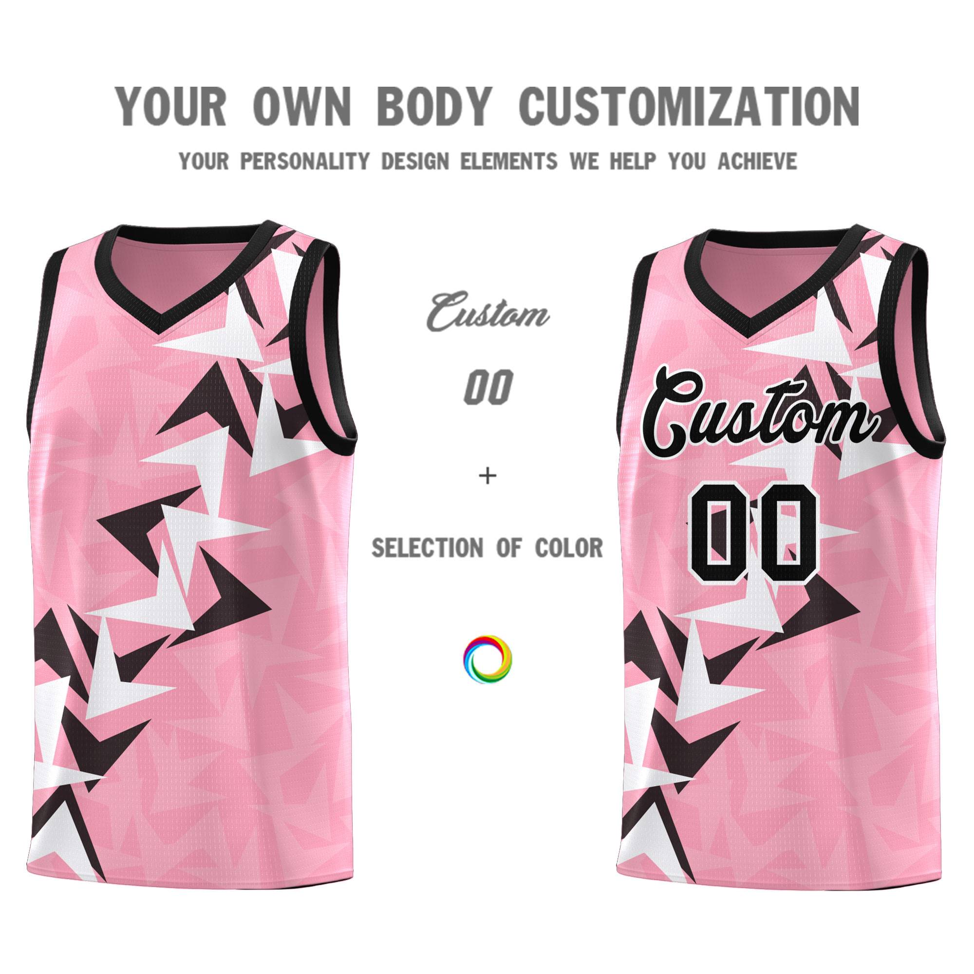 Custom Light Pink Boomerang Pattern Sets Basketball Jersey