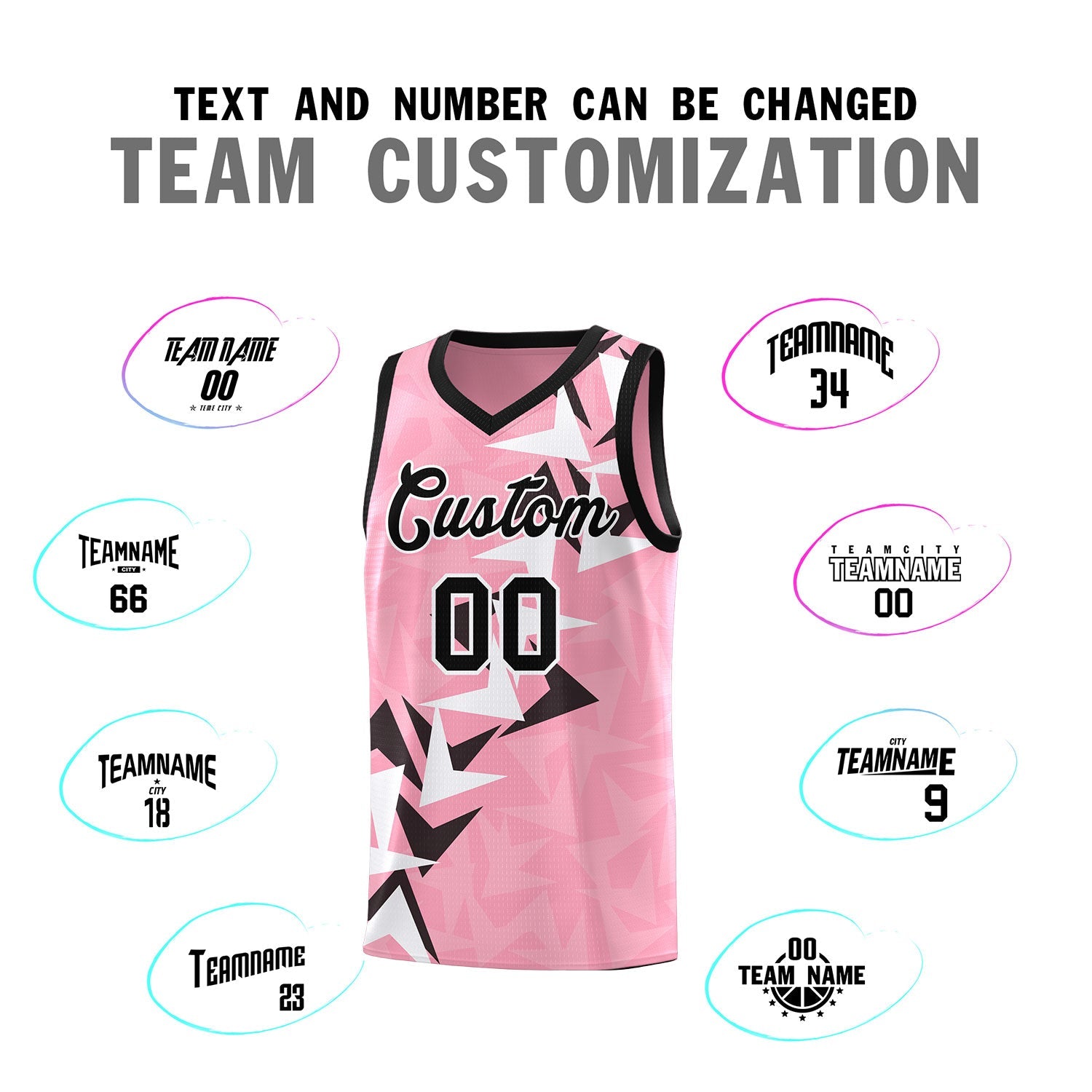 Custom Light Pink Boomerang Pattern Sets Basketball Jersey