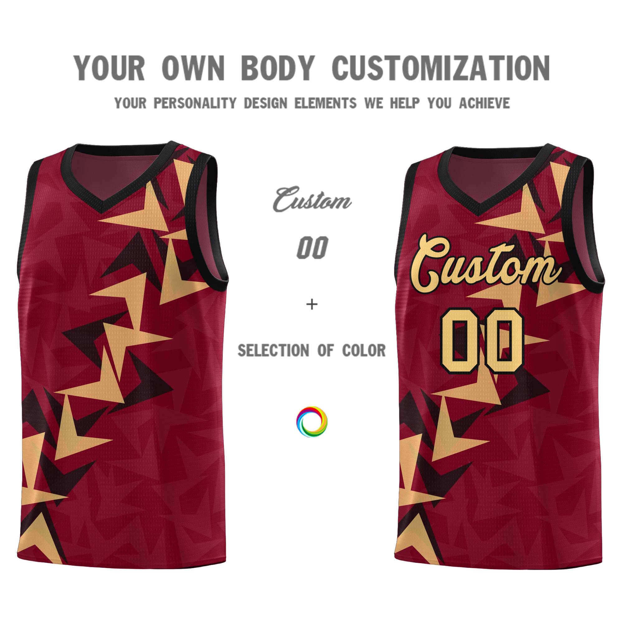 Custom Crimson Boomerang Pattern Sets Basketball Jersey