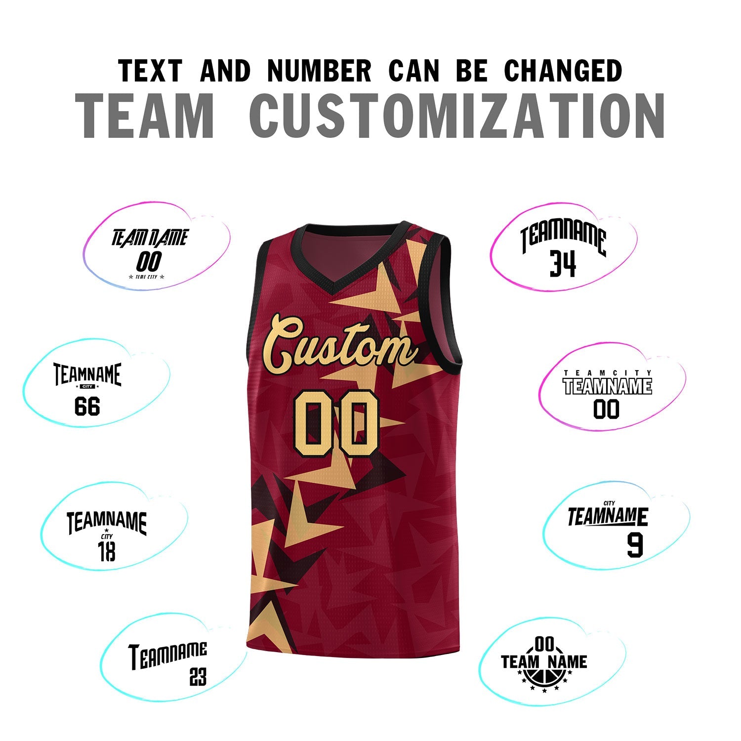 Custom Crimson Boomerang Pattern Sets Basketball Jersey