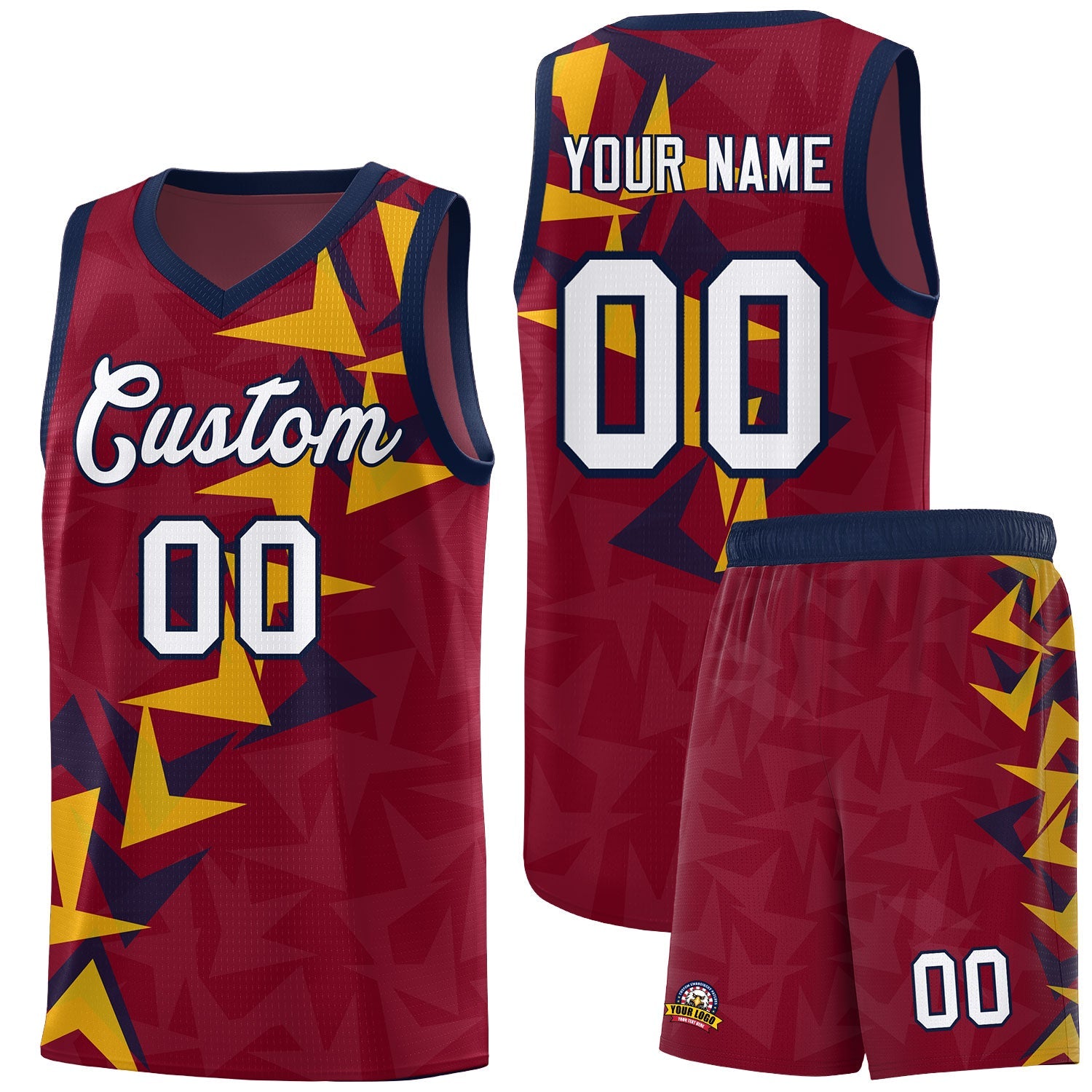 Custom Crimson Boomerang Pattern Sets Basketball Jersey