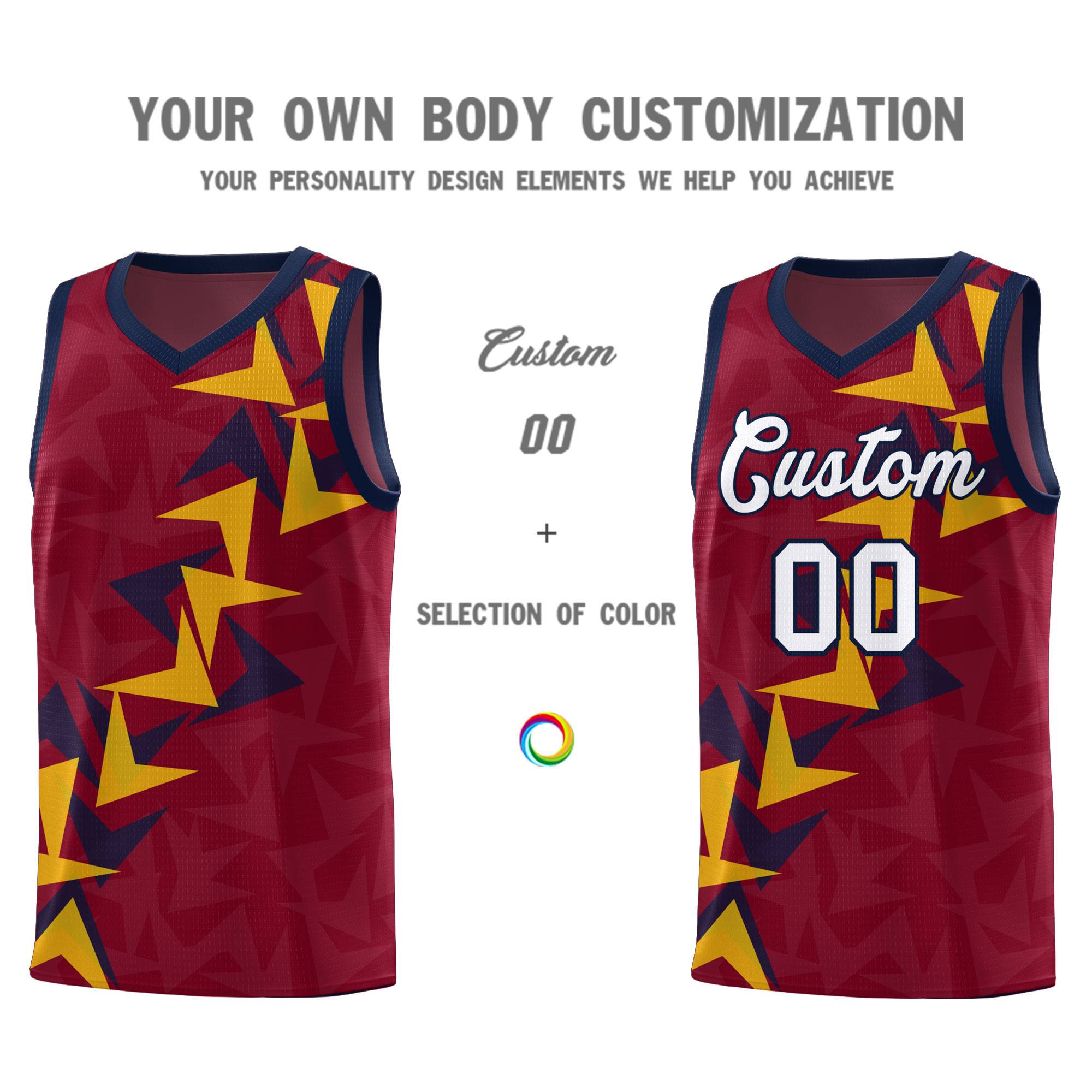 Custom Crimson Boomerang Pattern Sets Basketball Jersey