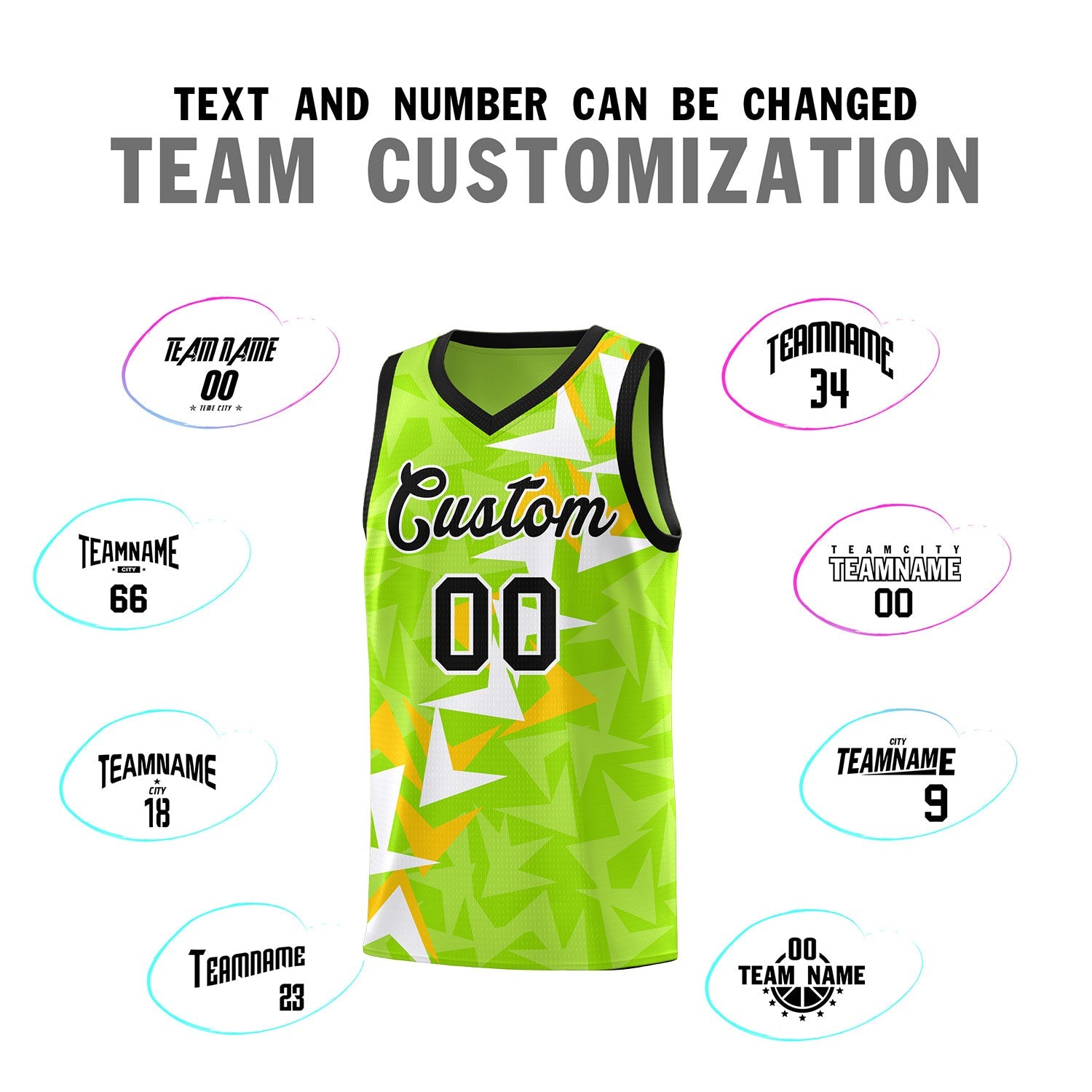 Custom Neon Green Boomerang Pattern Sets Basketball Jersey