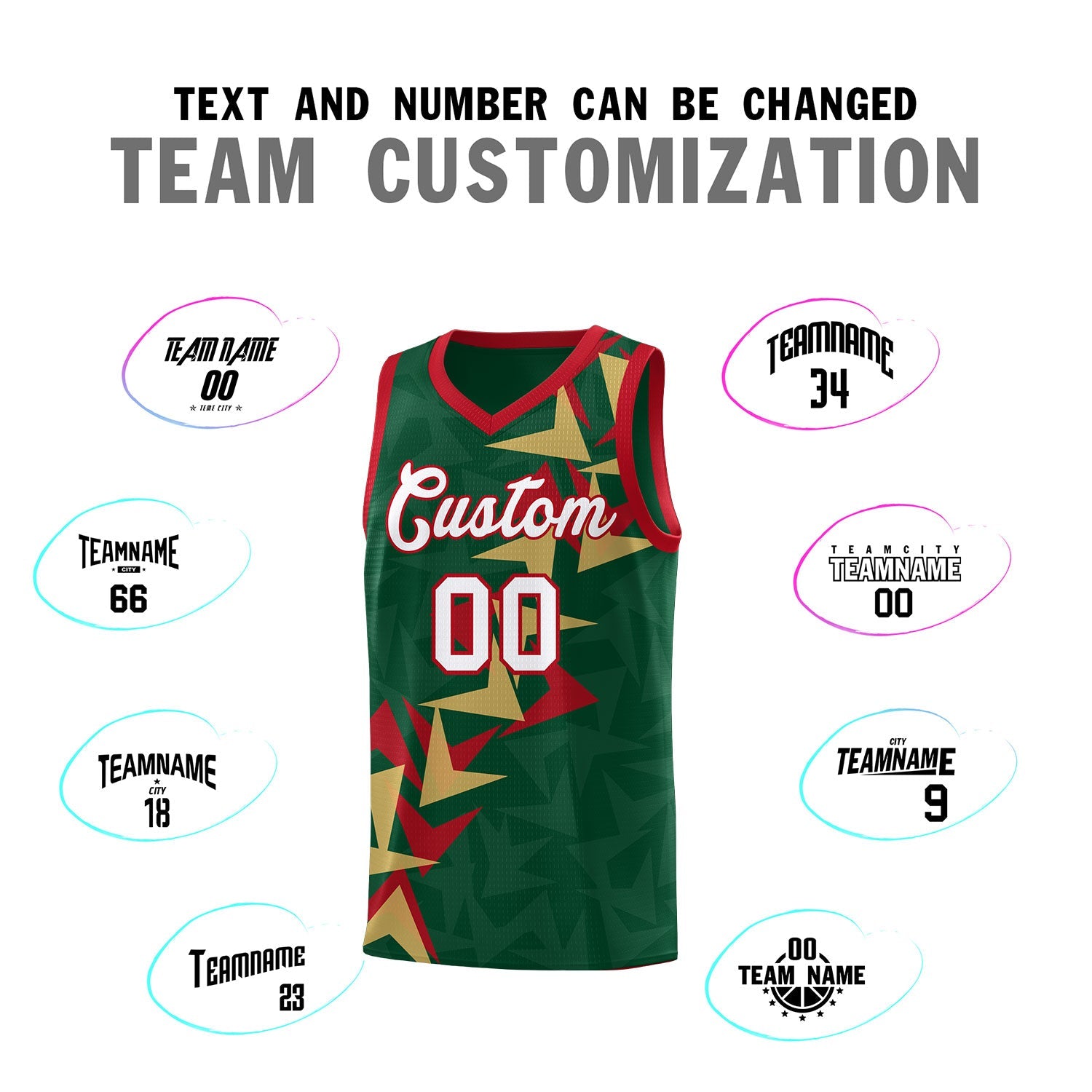 Custom Hunter Green Boomerang Pattern Sets Basketball Jersey