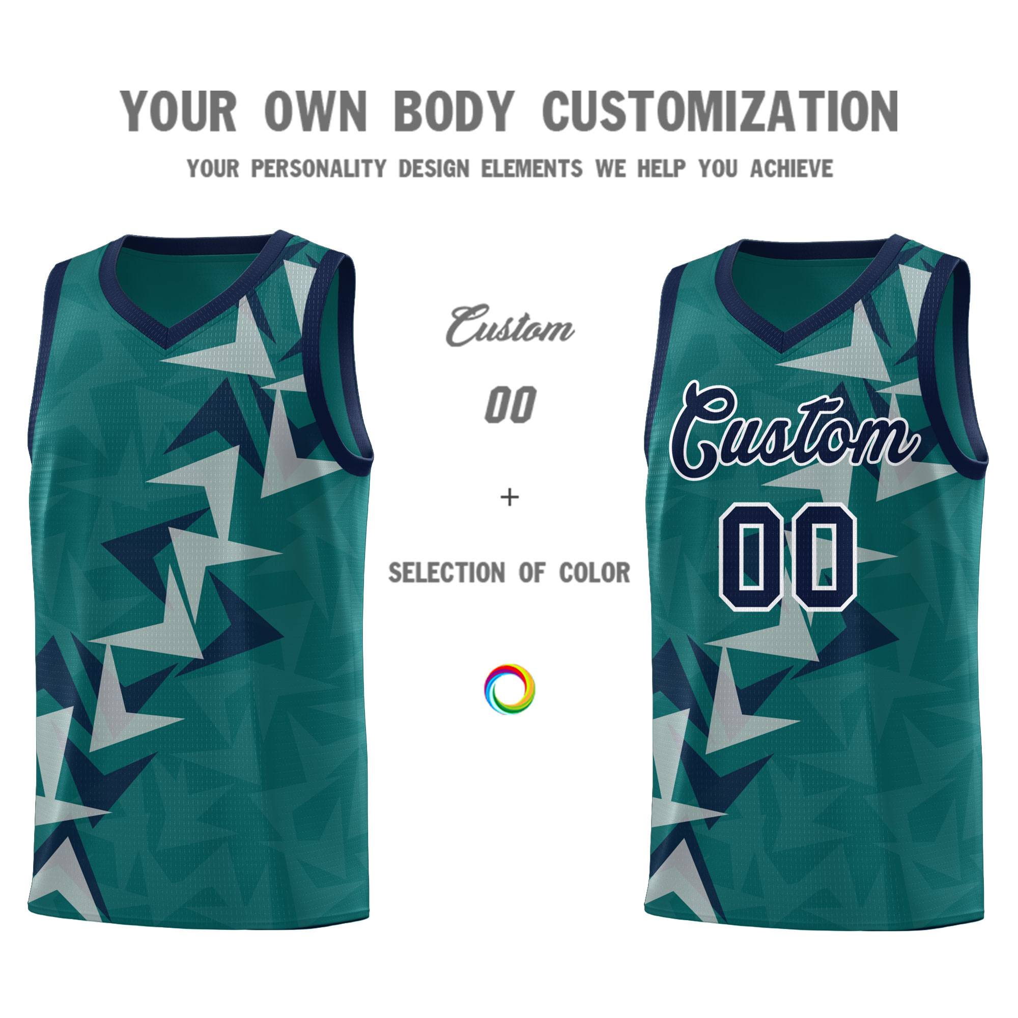 Custom Aqua Boomerang Pattern Sets Basketball Jersey