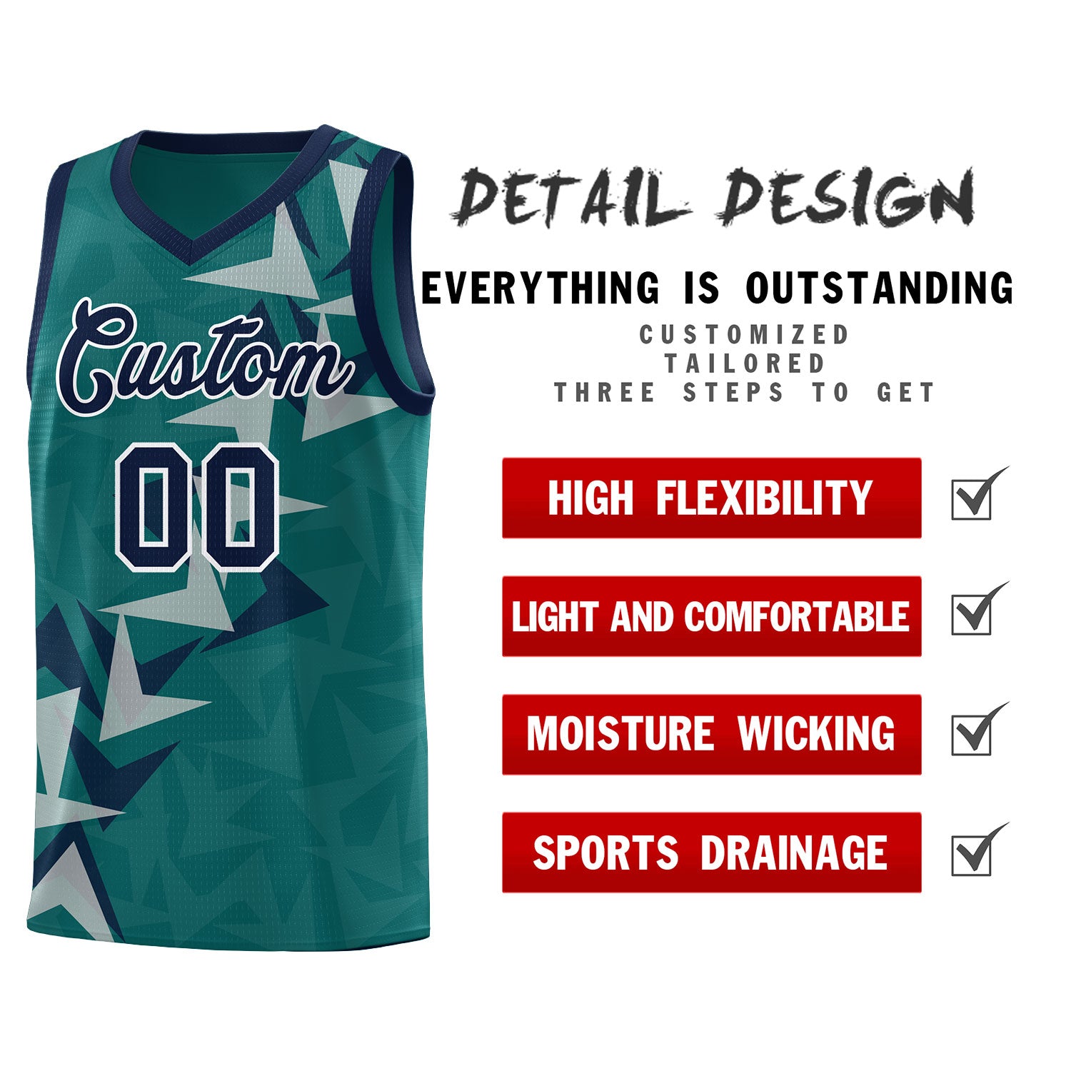 Custom Aqua Boomerang Pattern Sets Basketball Jersey