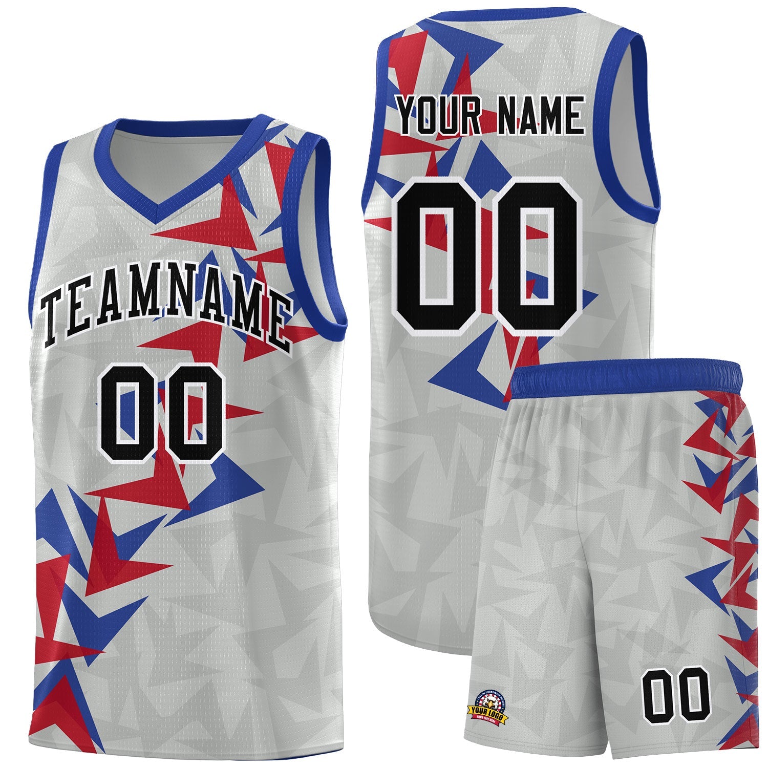 Custom Gray Boomerang Pattern Sets Basketball Jersey