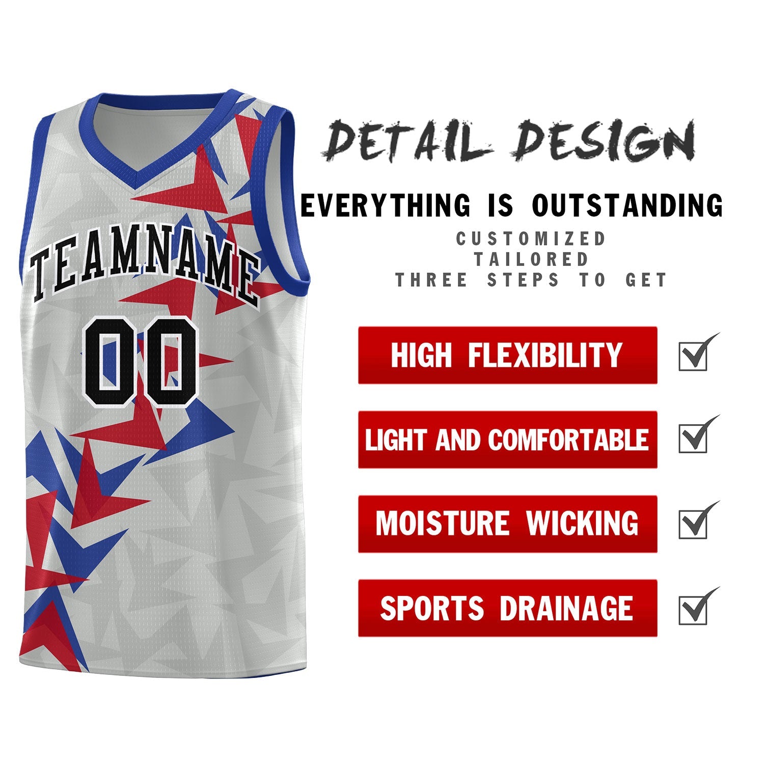 Custom Gray Boomerang Pattern Sets Basketball Jersey