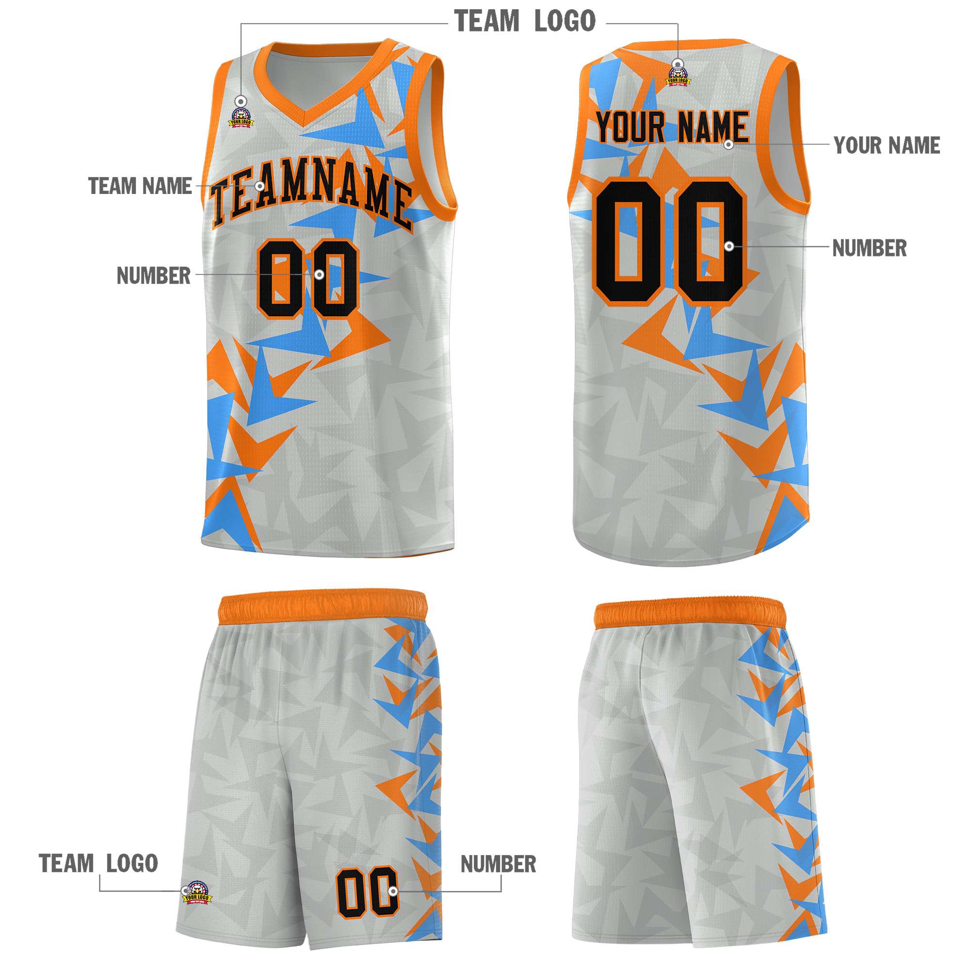 Custom Gray Boomerang Pattern Sets Basketball Jersey