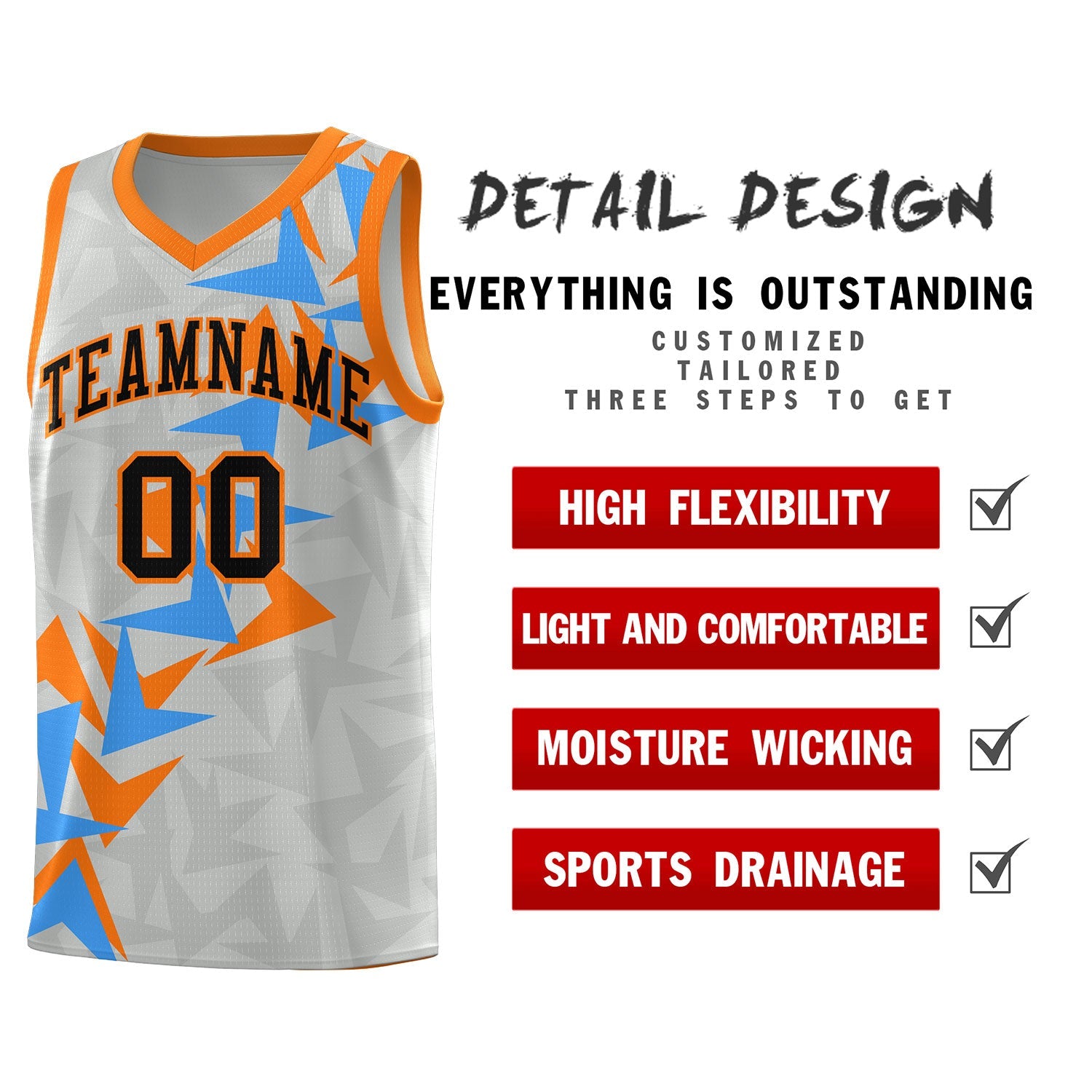 Custom Gray Boomerang Pattern Sets Basketball Jersey