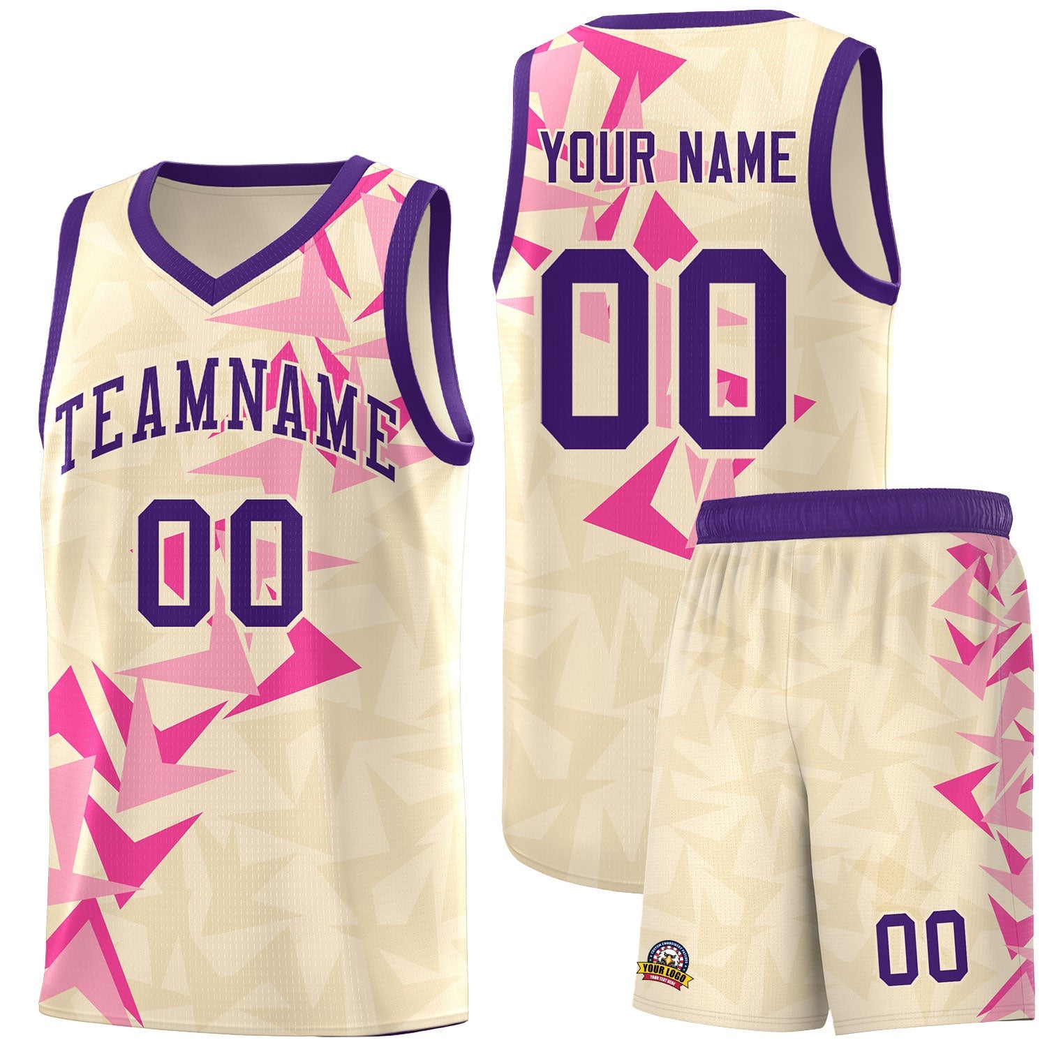 Custom Cream Boomerang Pattern Sets Basketball Jersey