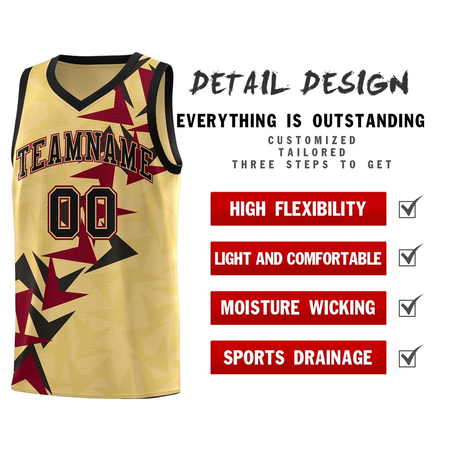 Custom Khaki Boomerang Pattern Sets Basketball Jersey