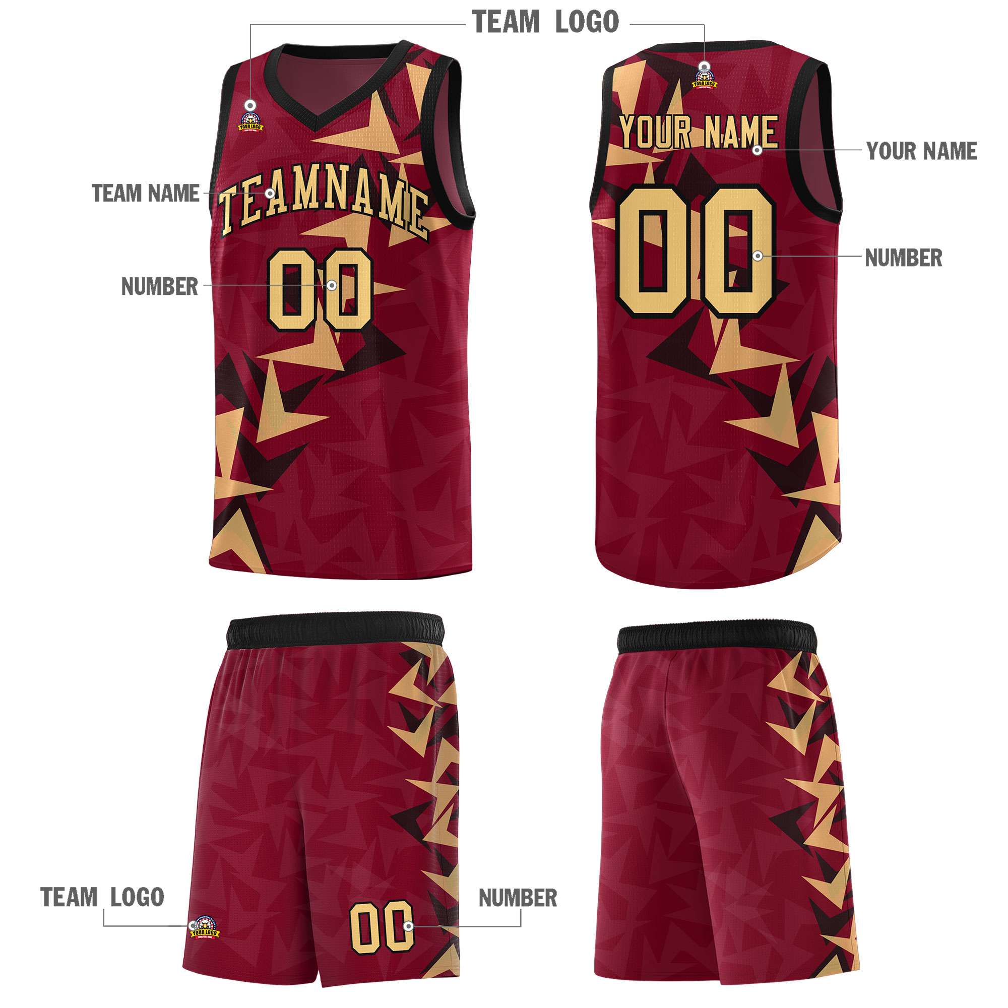 Custom Crimson Boomerang Pattern Sets Basketball Jersey