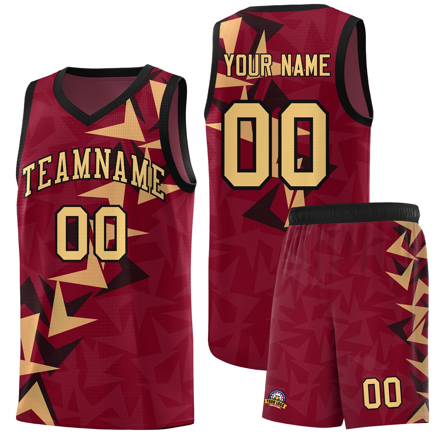 Custom Crimson Boomerang Pattern Sets Basketball Jersey