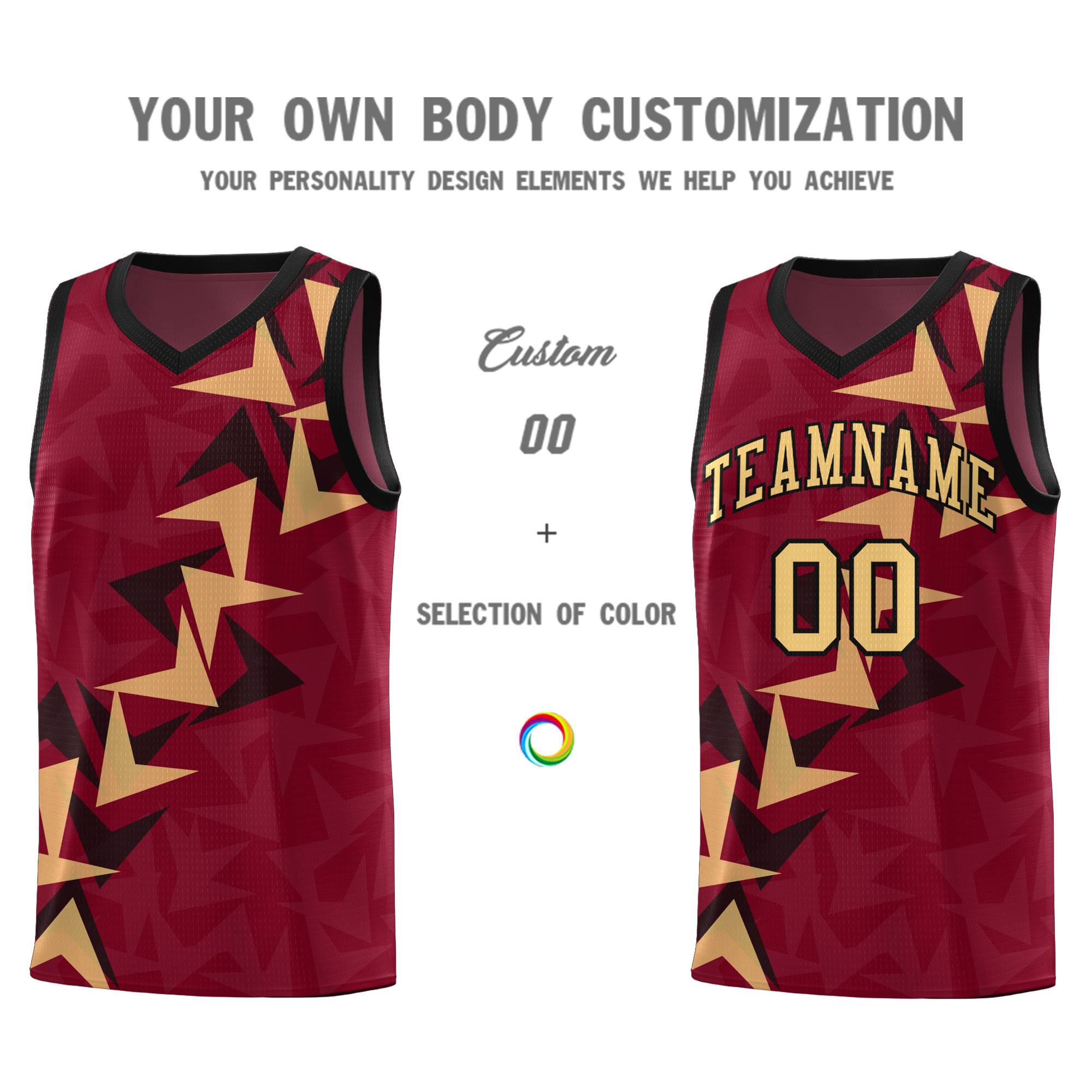 Custom Crimson Boomerang Pattern Sets Basketball Jersey