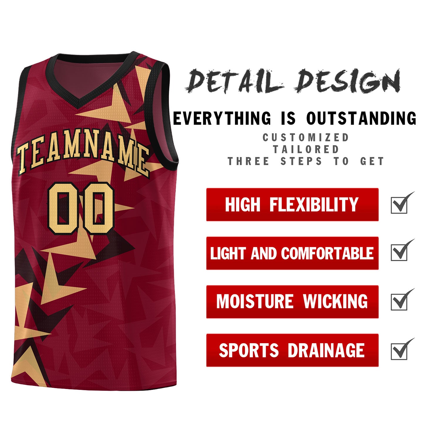 Custom Crimson Boomerang Pattern Sets Basketball Jersey