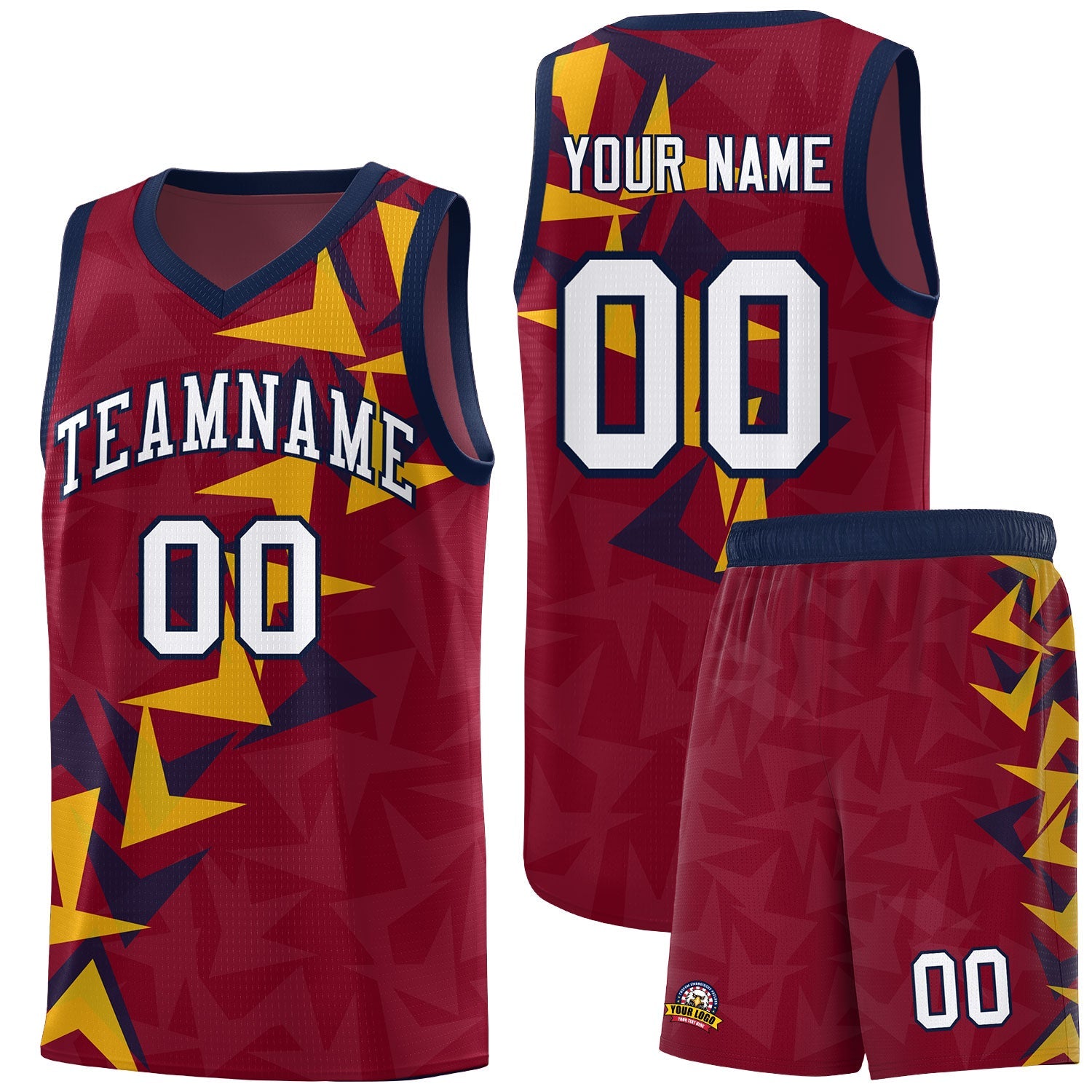 Custom Crimson Boomerang Pattern Sets Basketball Jersey