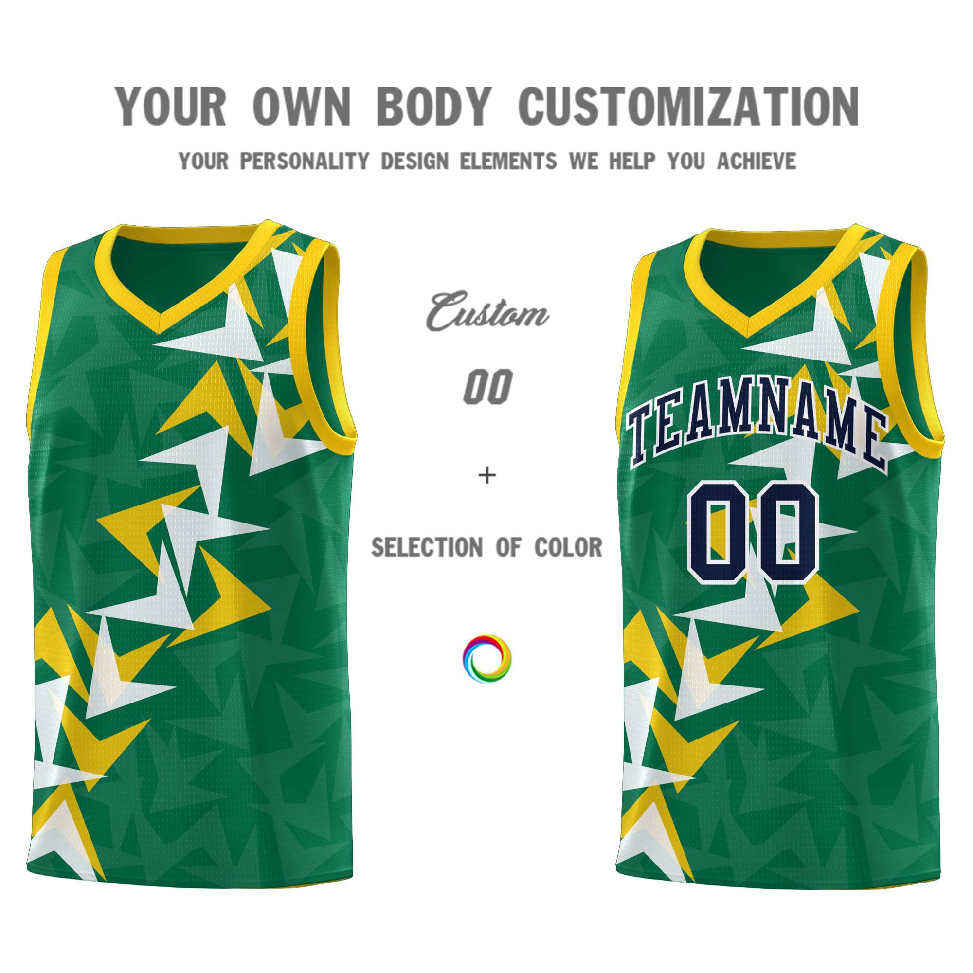 Custom Kelly Green Boomerang Pattern Sets Basketball Jersey