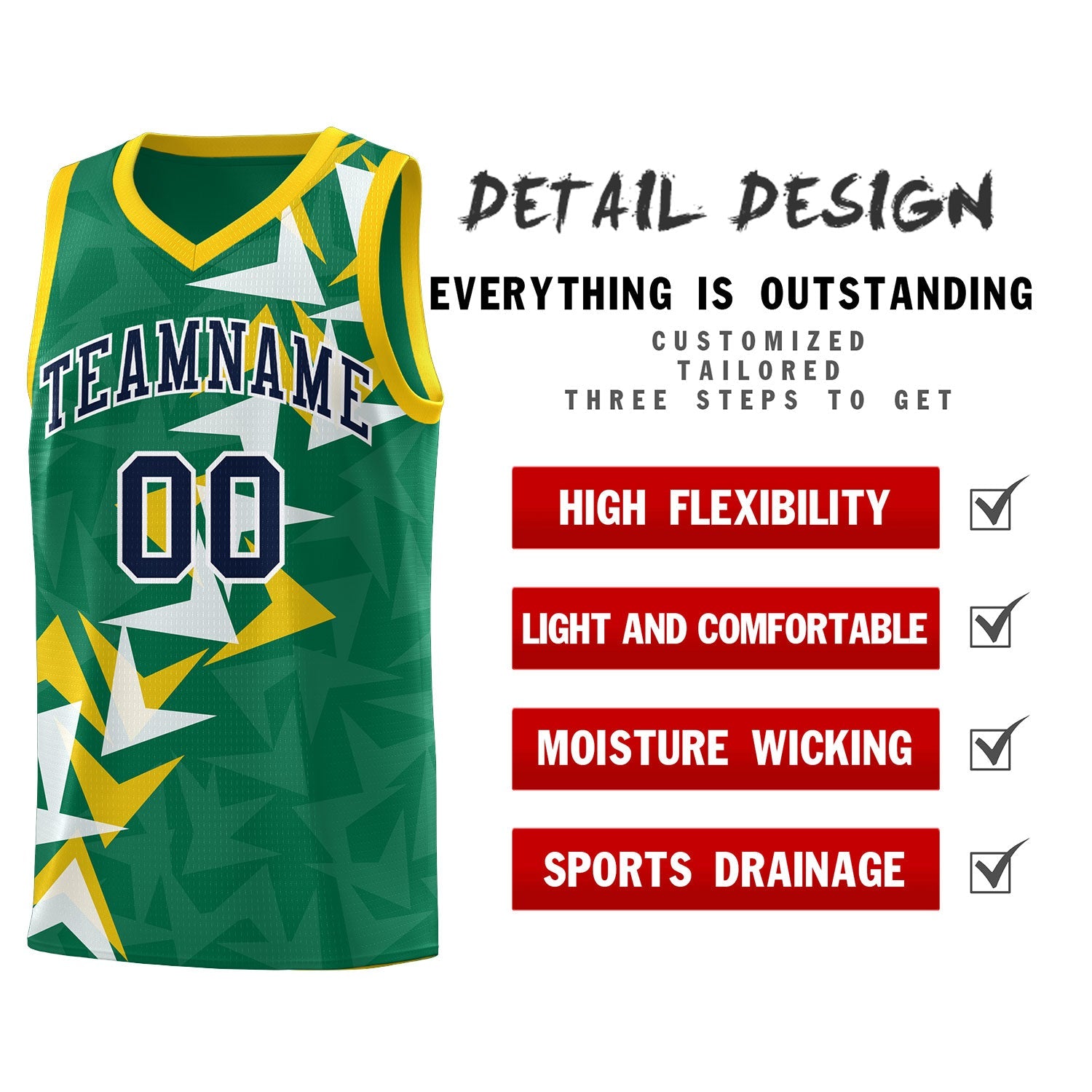 Custom Kelly Green Boomerang Pattern Sets Basketball Jersey