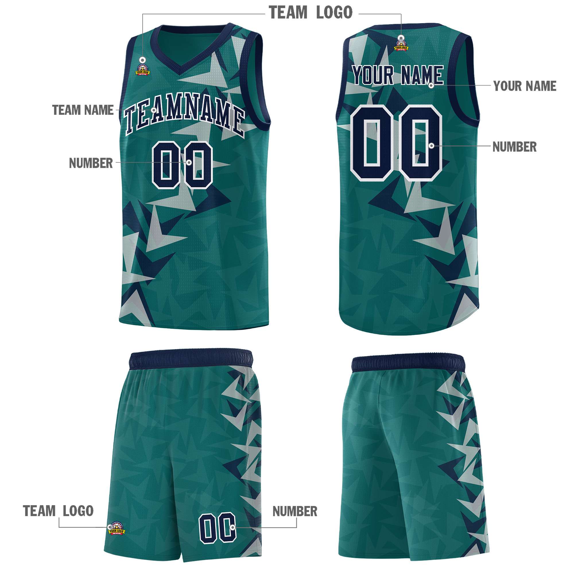 Custom Aqua Boomerang Pattern Sets Basketball Jersey