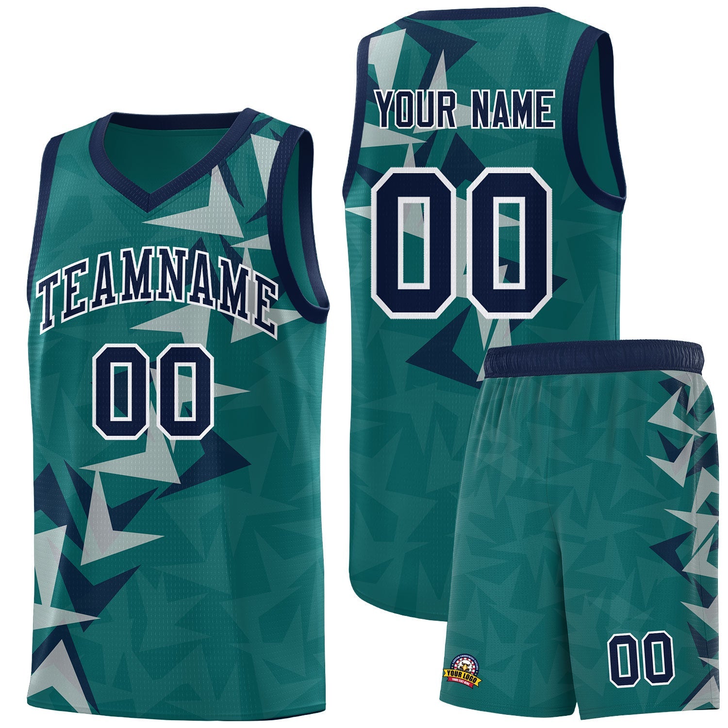 Custom Aqua Boomerang Pattern Sets Basketball Jersey