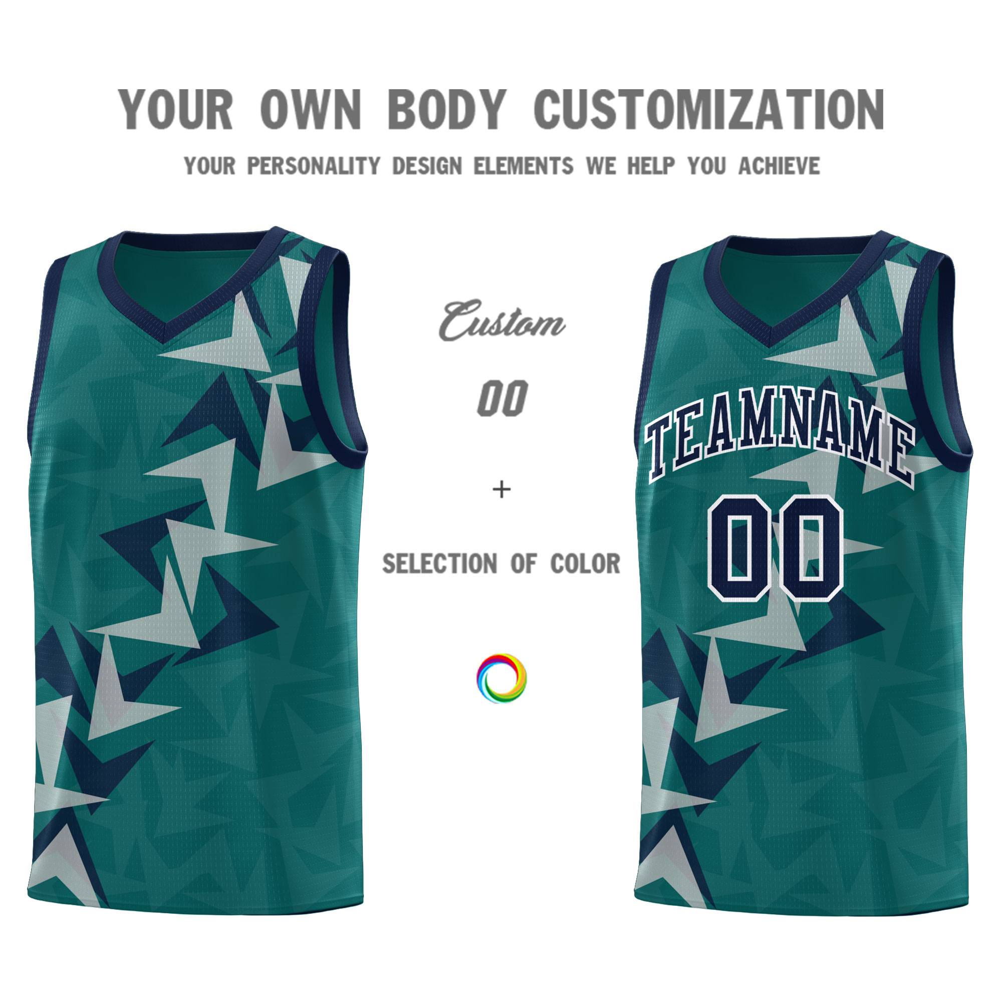 Custom Aqua Boomerang Pattern Sets Basketball Jersey