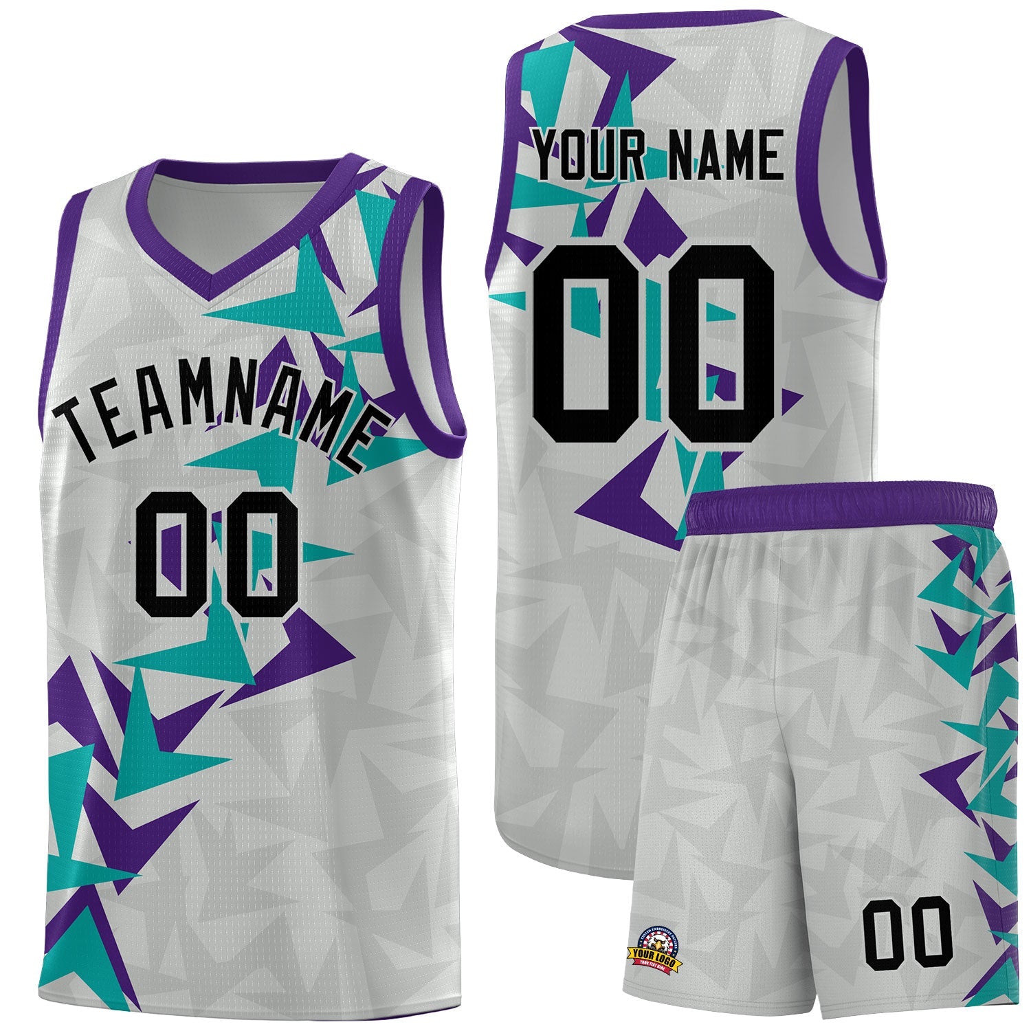 Custom Gray Boomerang Pattern Sets Basketball Jersey