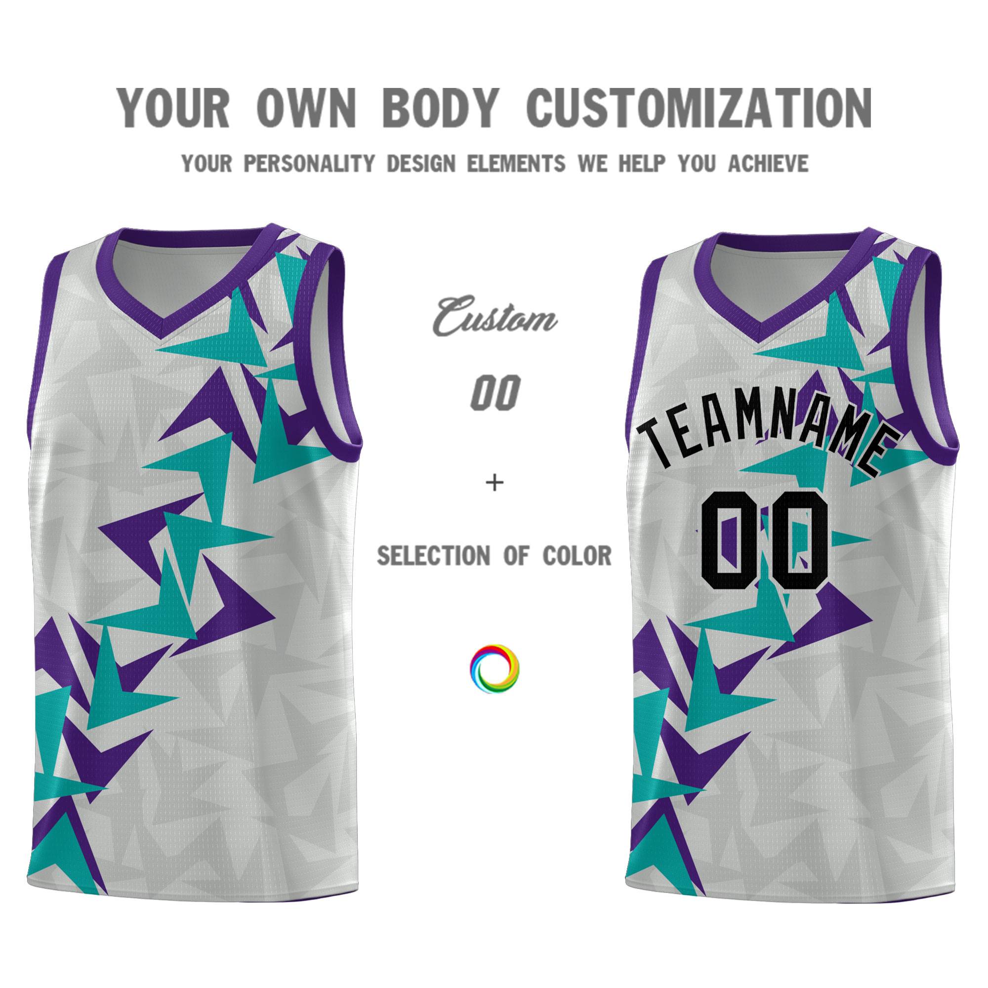 Custom Gray Boomerang Pattern Sets Basketball Jersey