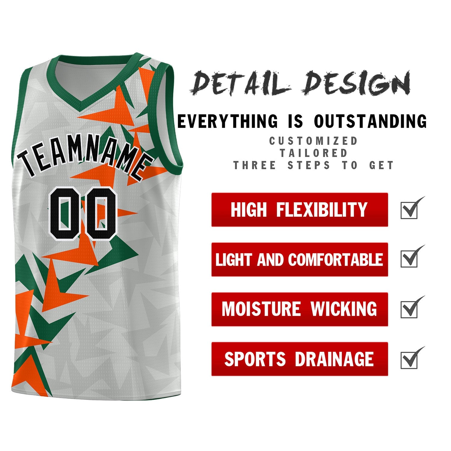 Custom Gray Boomerang Pattern Sets Basketball Jersey