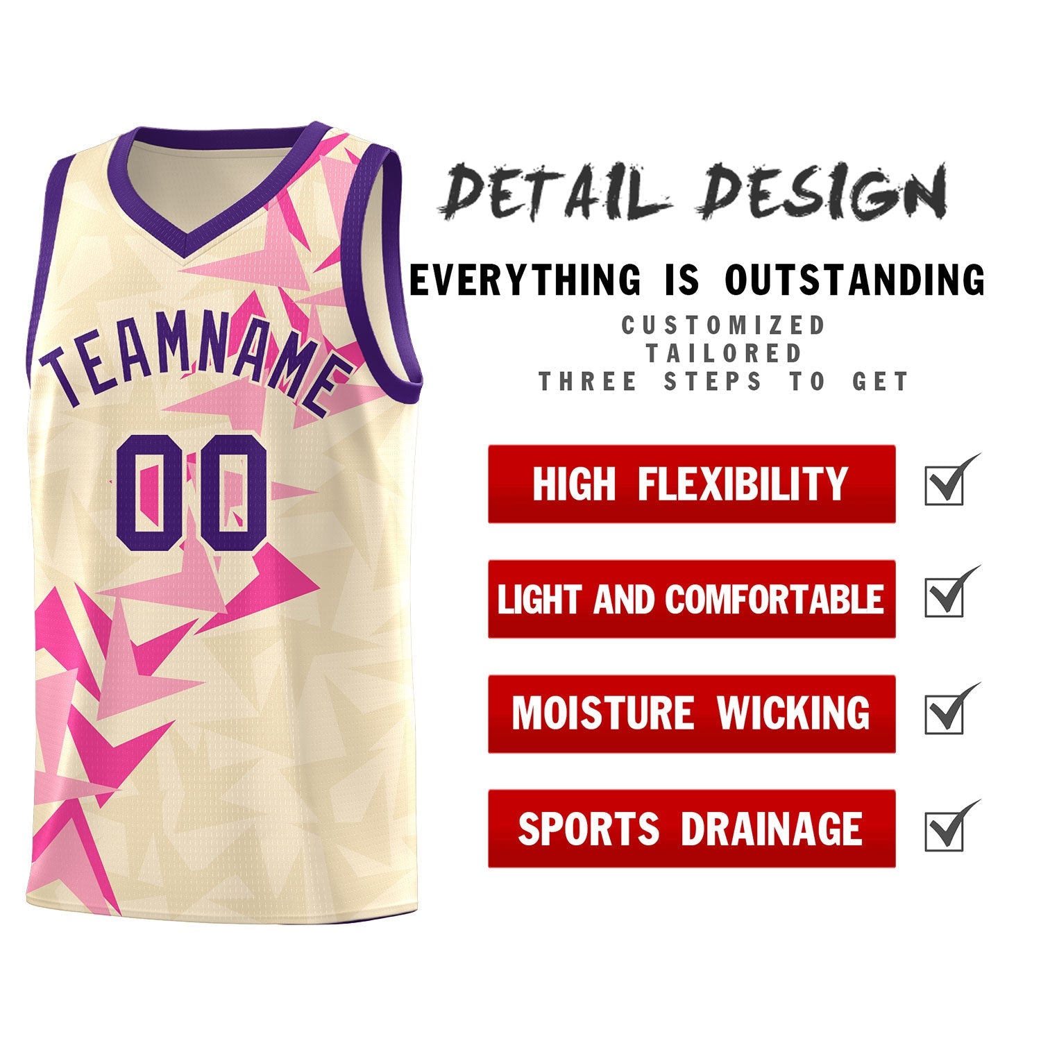 Custom Cream Boomerang Pattern Sets Basketball Jersey