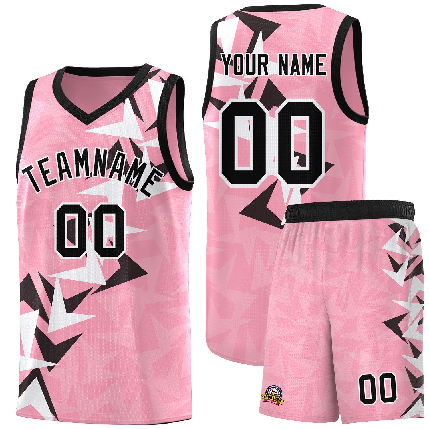 Custom Light Pink Boomerang Pattern Sets Basketball Jersey