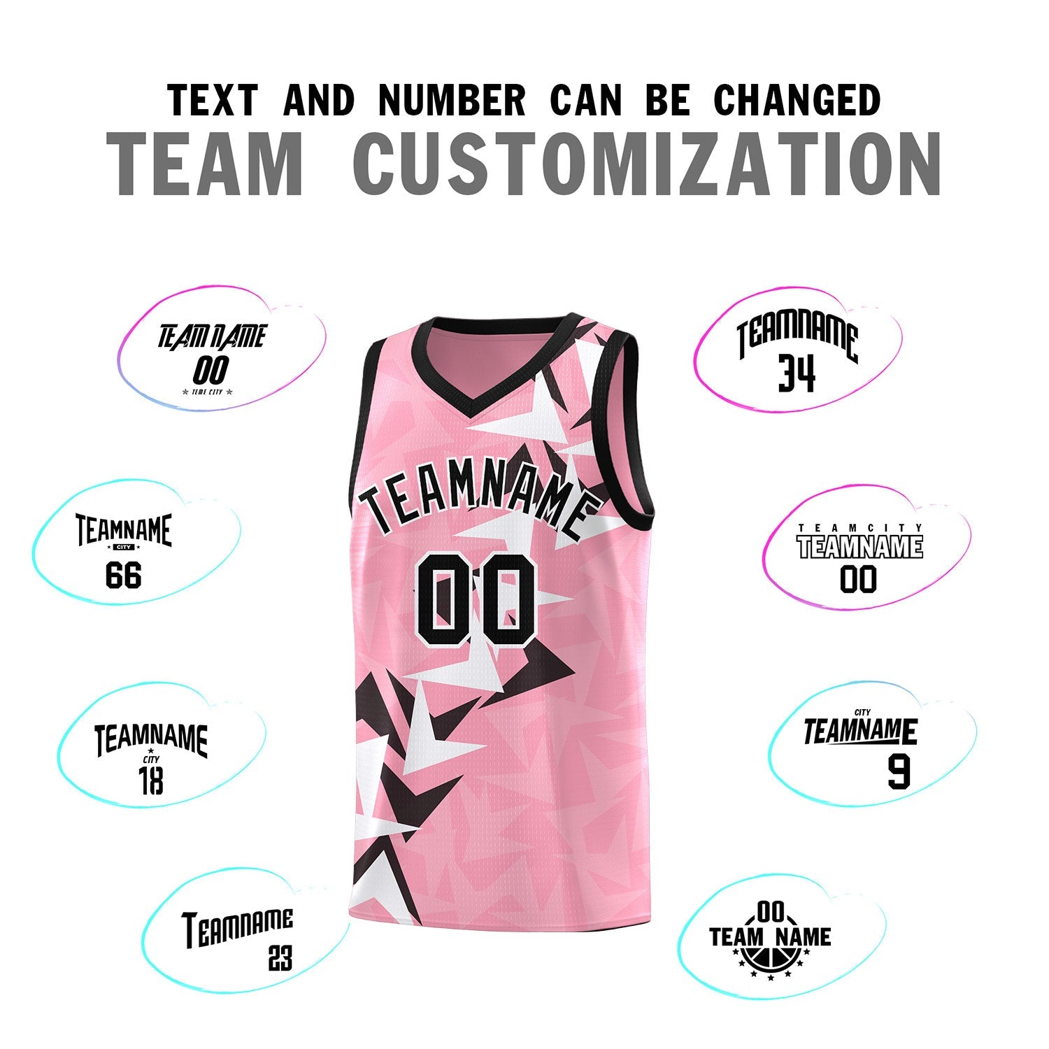 Custom Light Pink Boomerang Pattern Sets Basketball Jersey