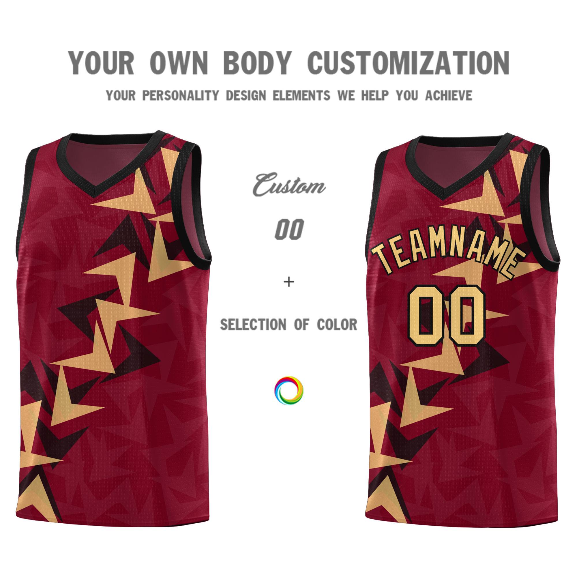 Custom Crimson Boomerang Pattern Sets Basketball Jersey