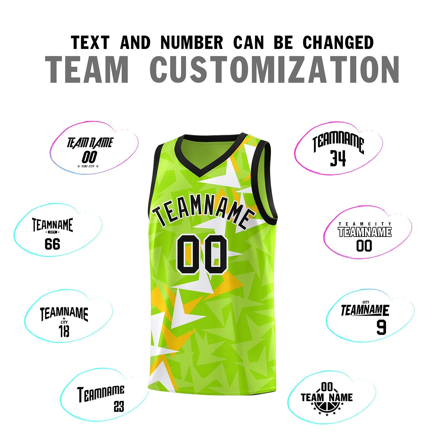 Custom Neon Green Boomerang Pattern Sets Basketball Jersey