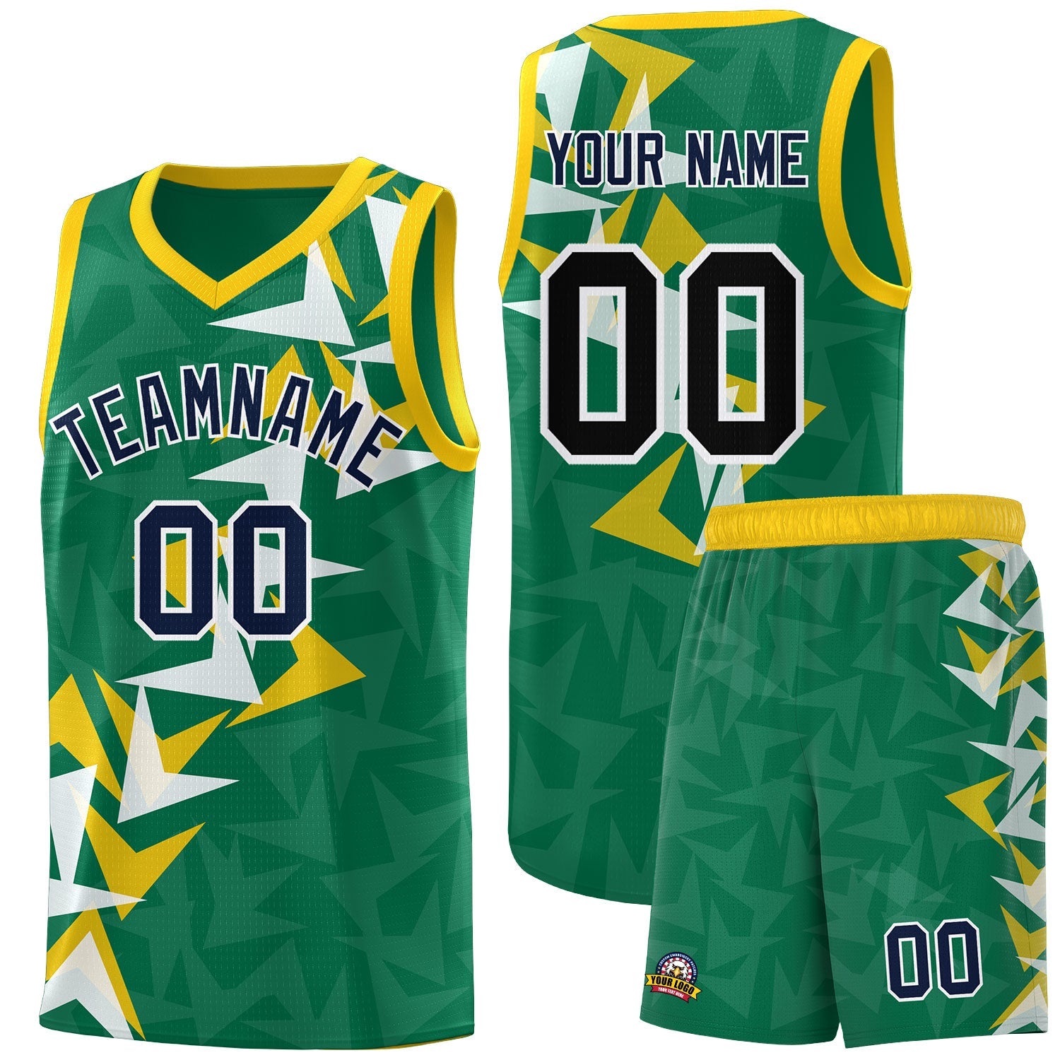 Custom Kelly Green Boomerang Pattern Sets Basketball Jersey