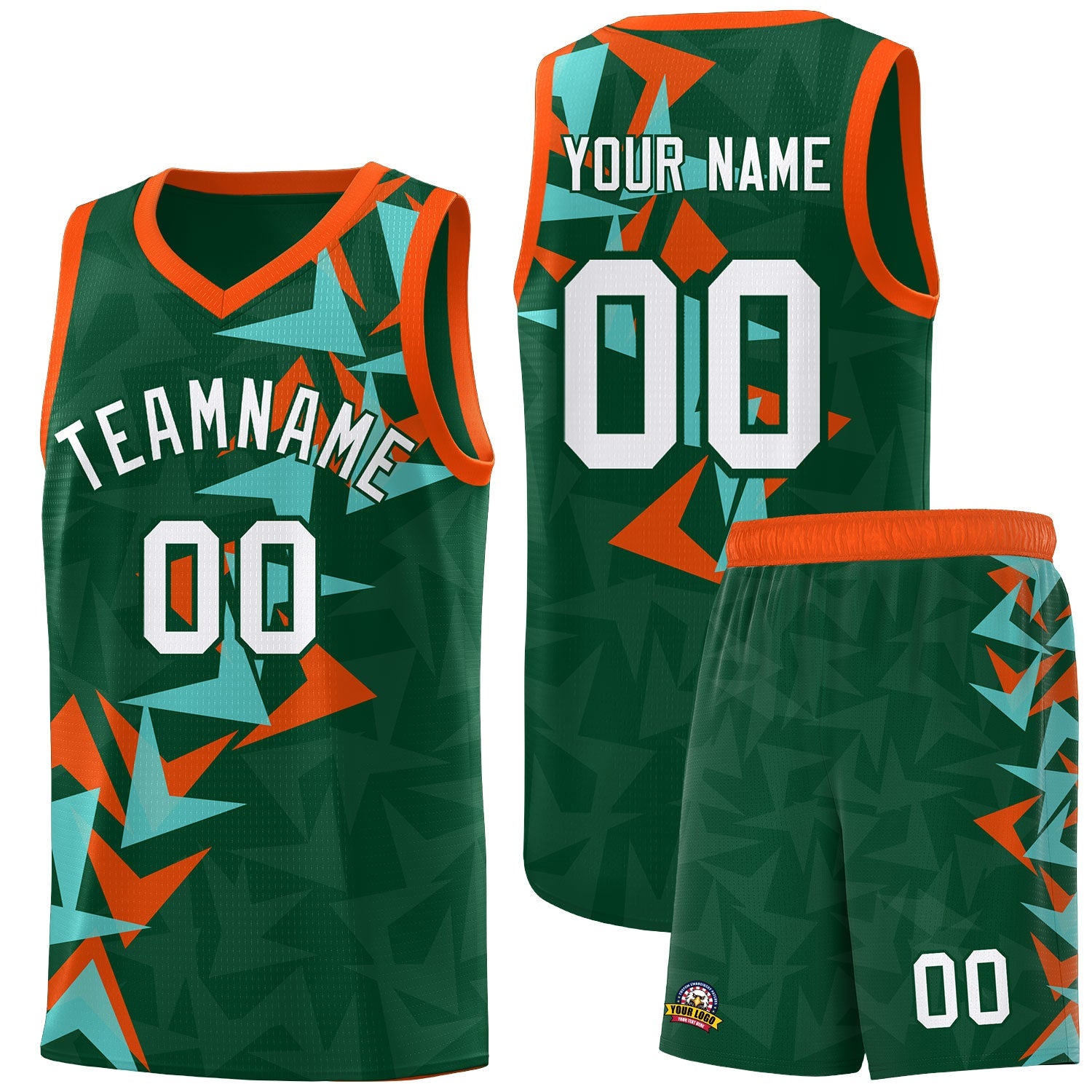 Custom Hunter Green Boomerang Pattern Sets Basketball Jersey