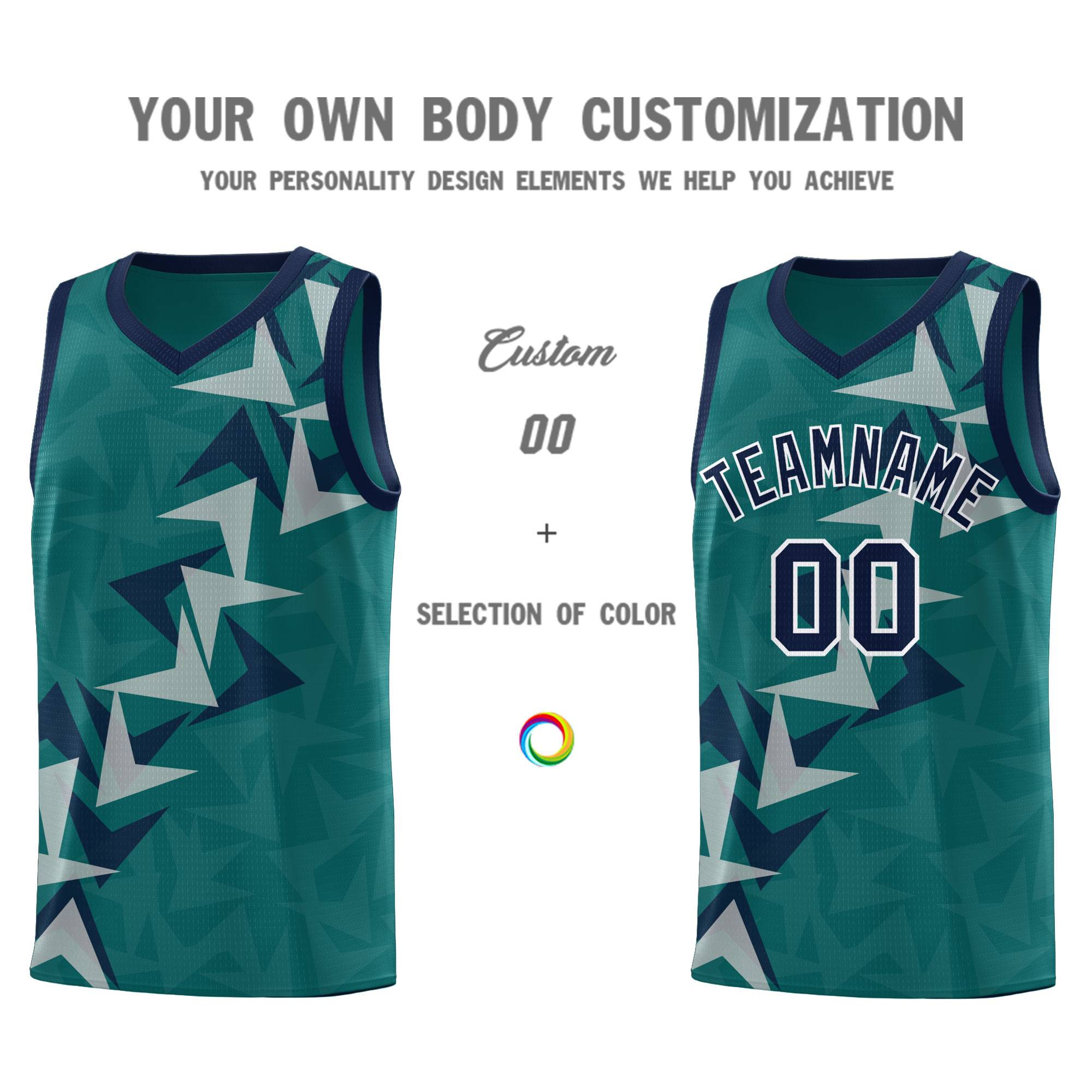 Custom Aqua Boomerang Pattern Sets Basketball Jersey