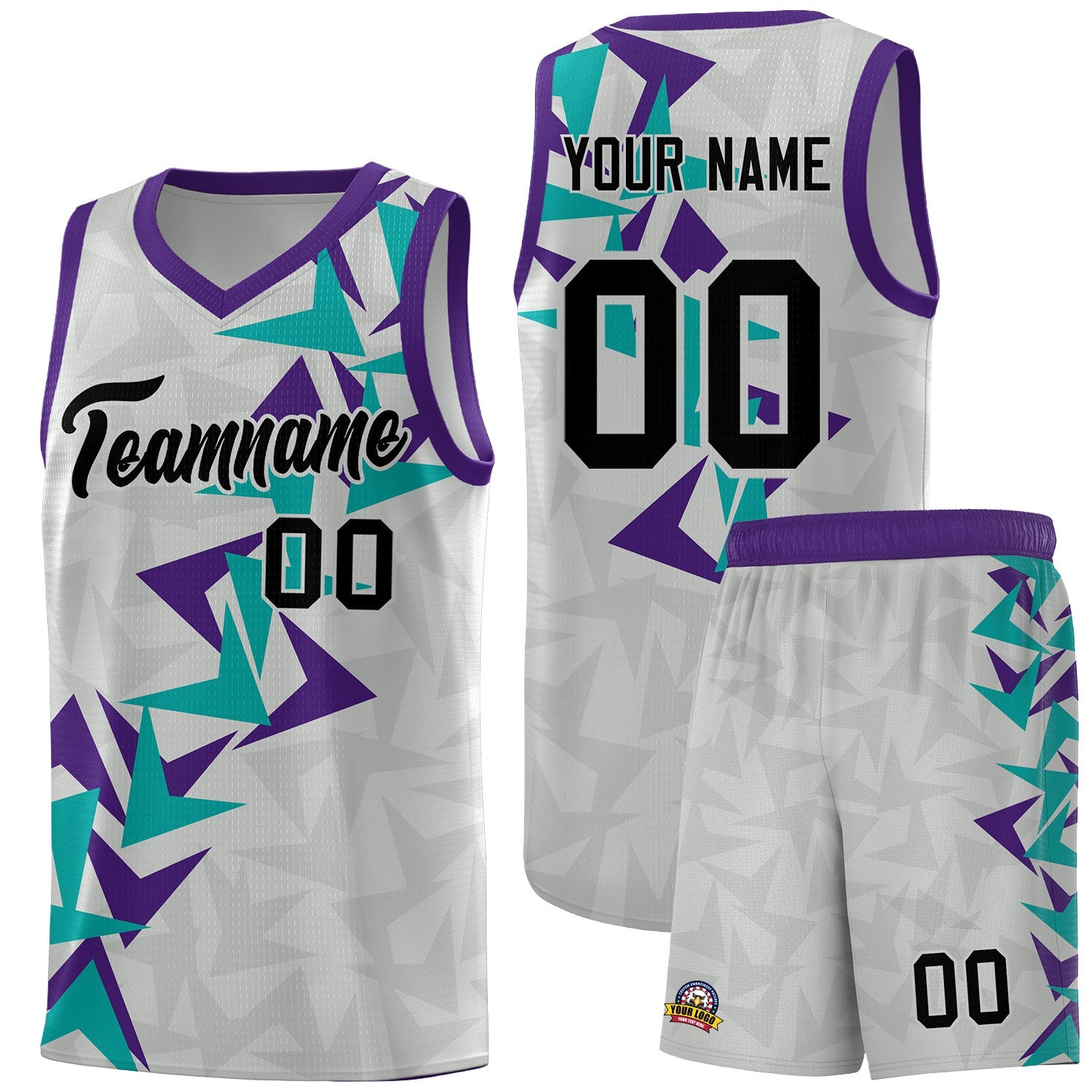 Custom Gray Boomerang Pattern Sets Basketball Jersey