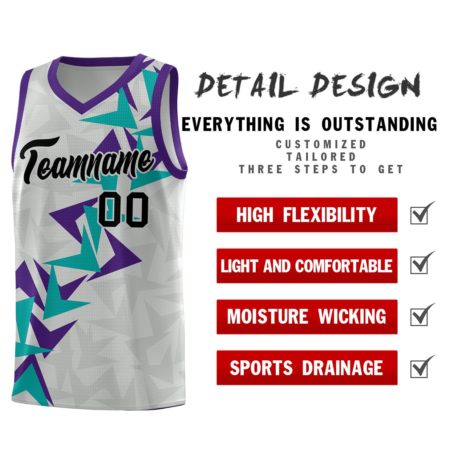 Custom Gray Boomerang Pattern Sets Basketball Jersey