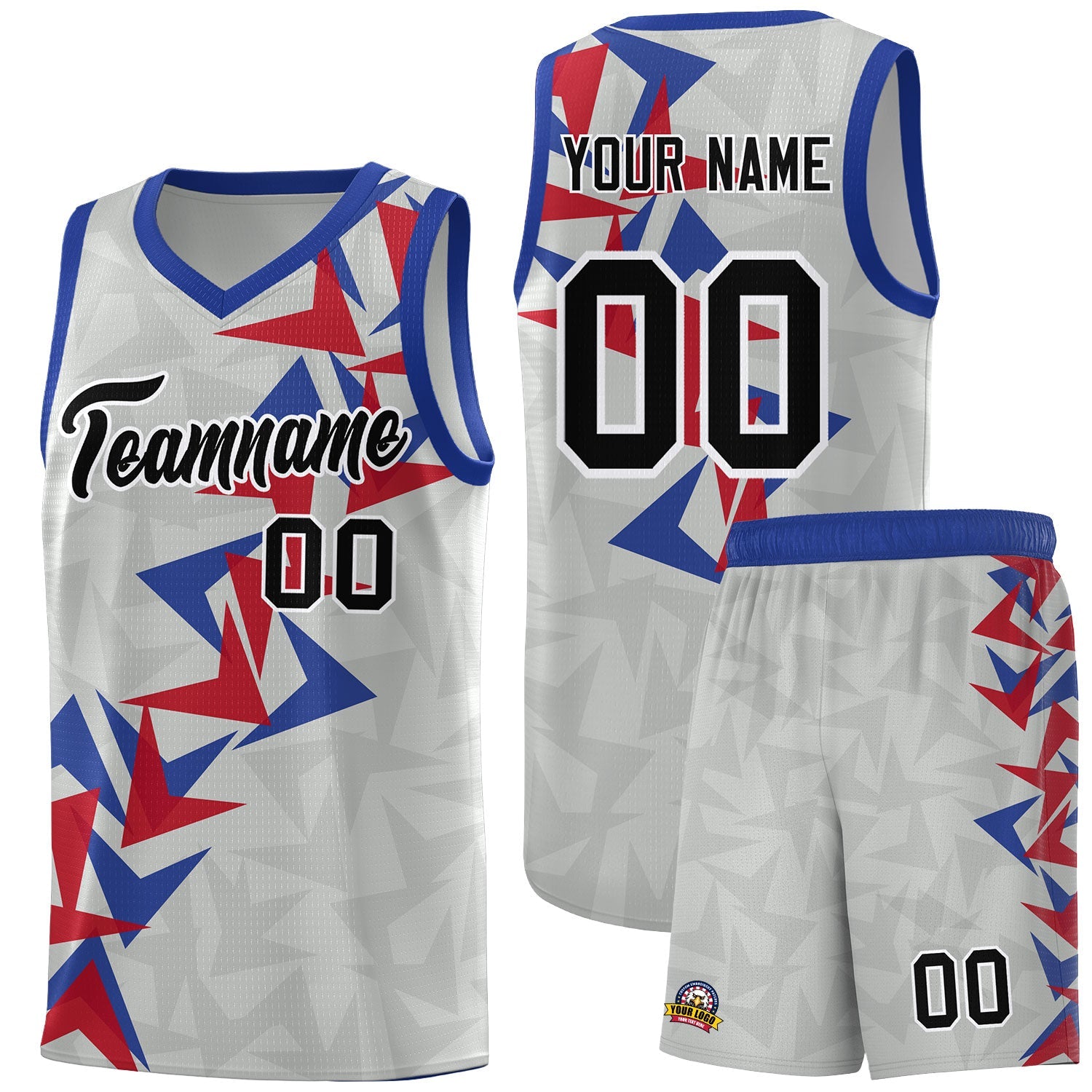 Custom Gray Boomerang Pattern Sets Basketball Jersey