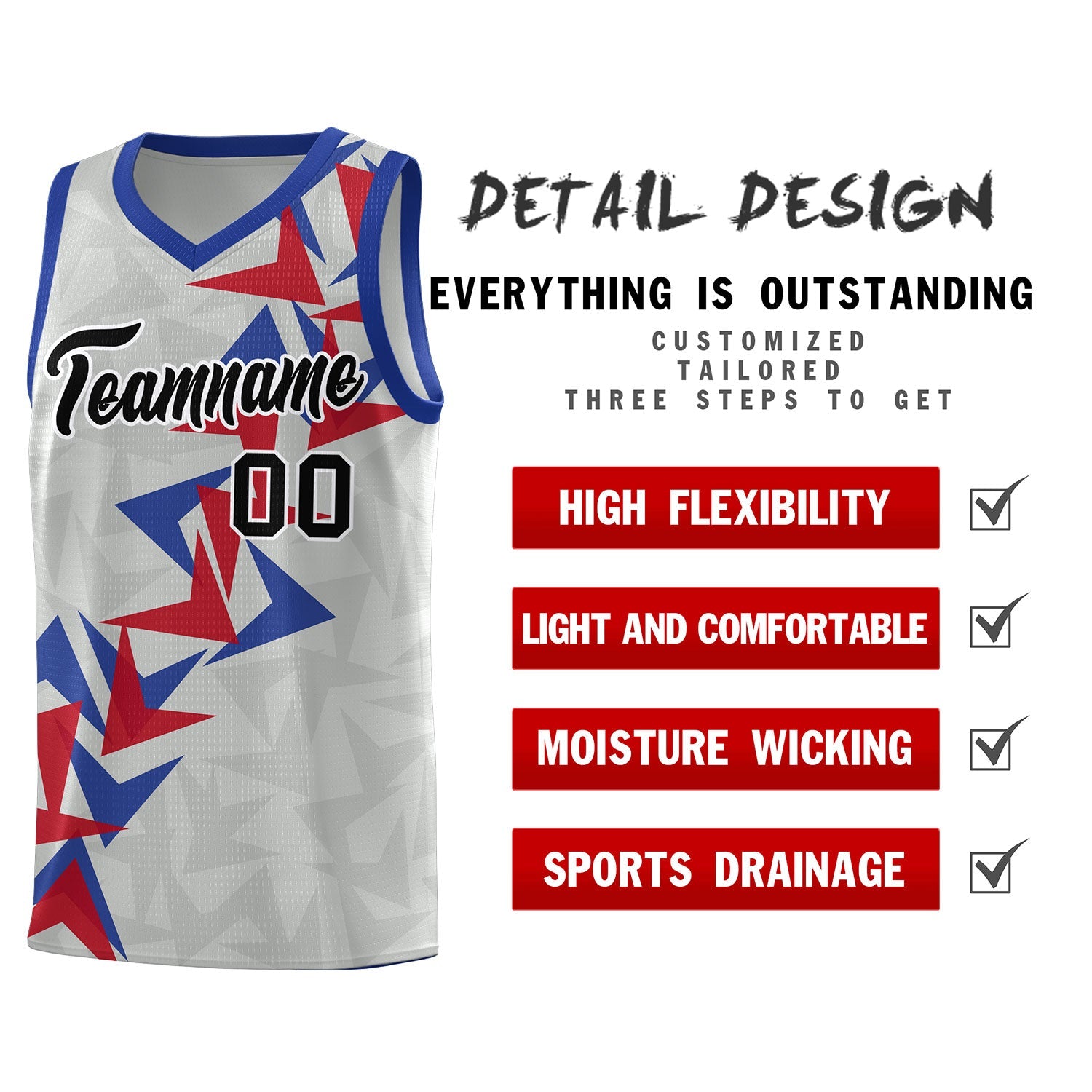 Custom Gray Boomerang Pattern Sets Basketball Jersey