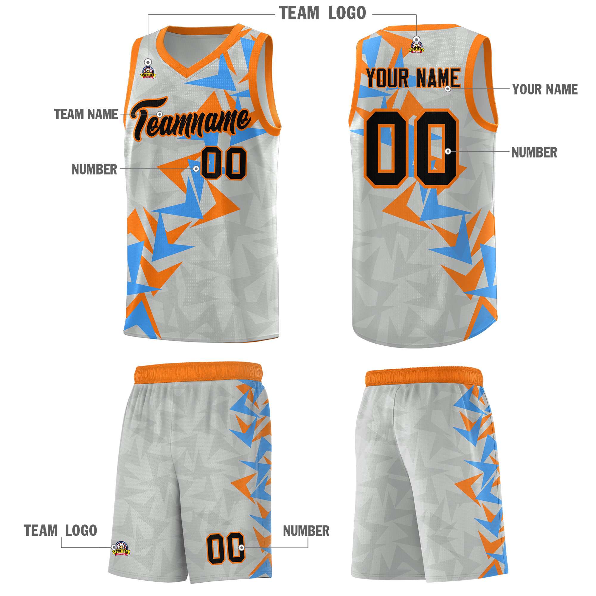 Custom Gray Boomerang Pattern Sets Basketball Jersey