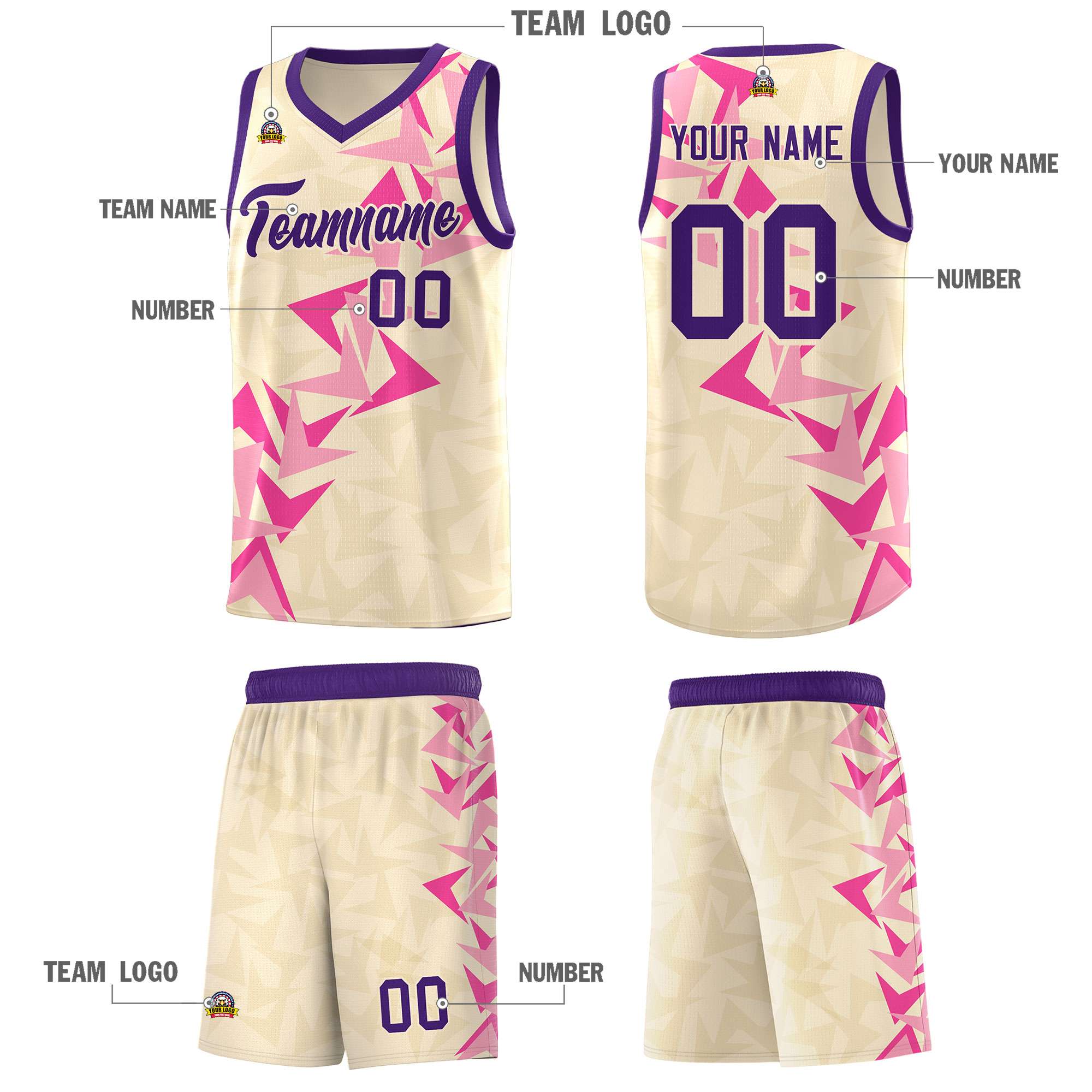 Custom Cream Boomerang Pattern Sets Basketball Jersey