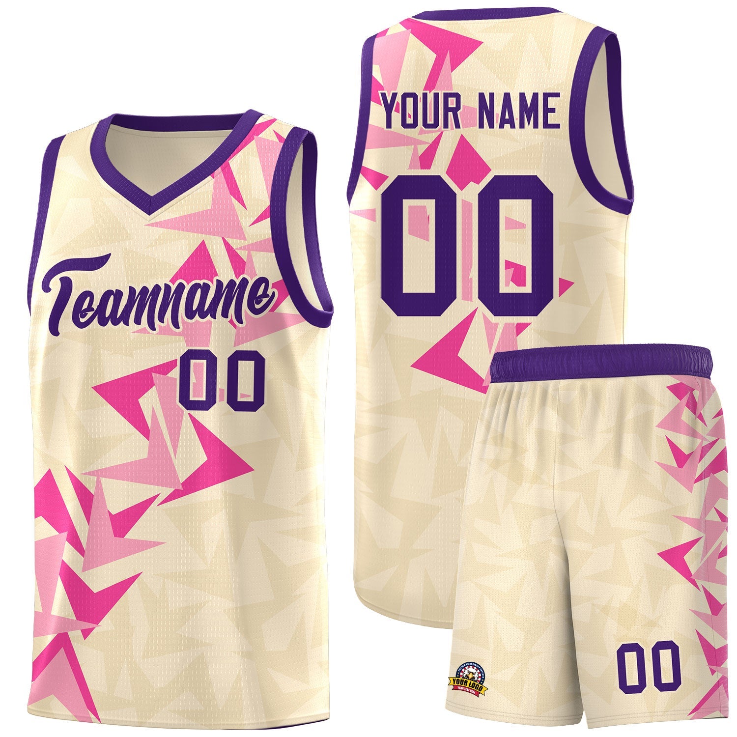 Custom Cream Boomerang Pattern Sets Basketball Jersey