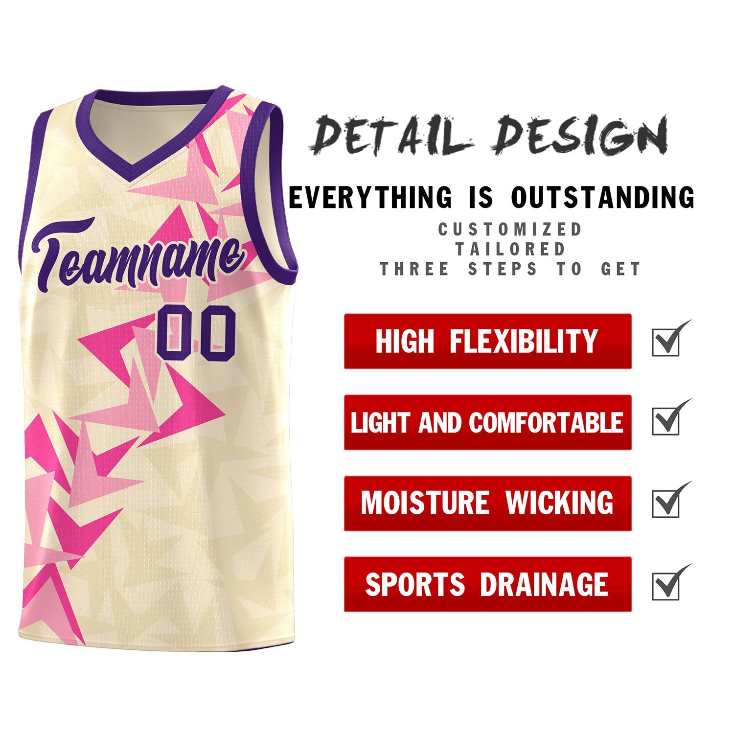 Custom Cream Boomerang Pattern Sets Basketball Jersey