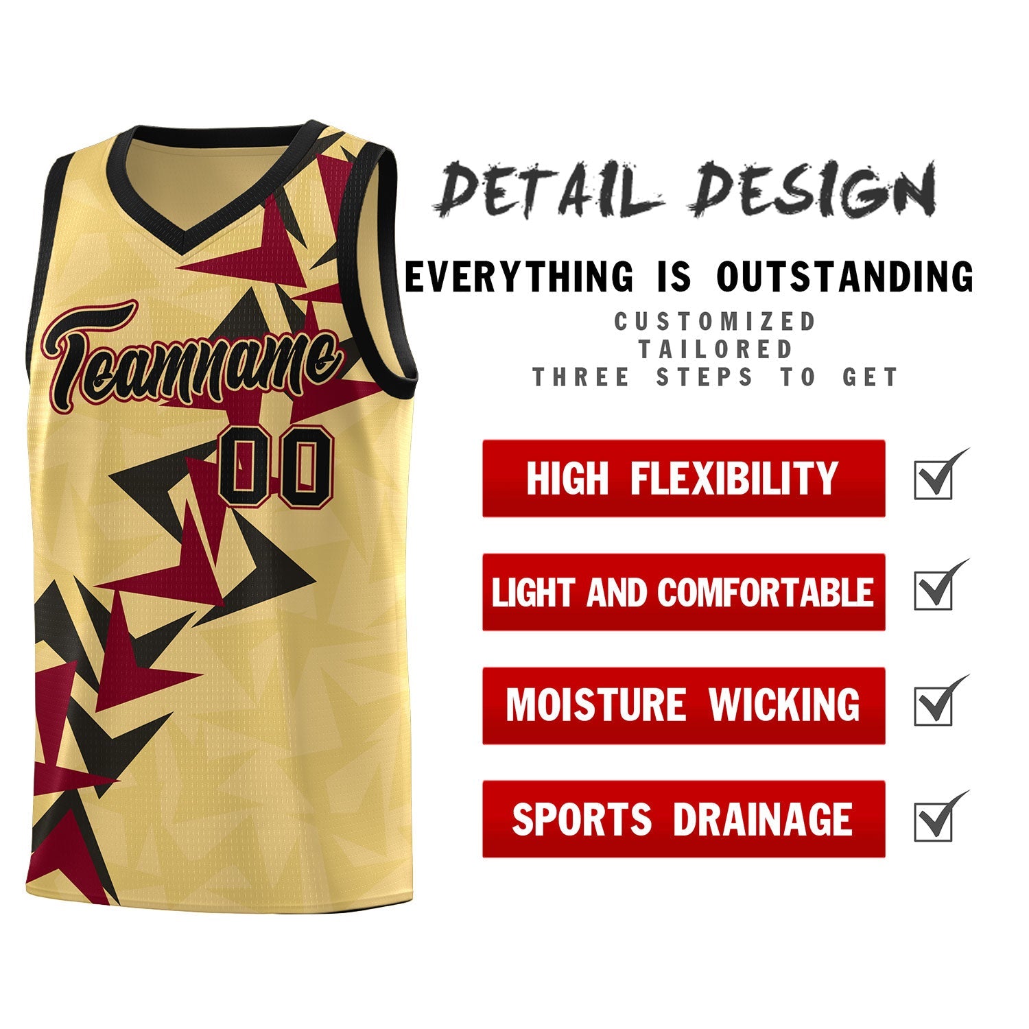 Custom Khaki Boomerang Pattern Sets Basketball Jersey