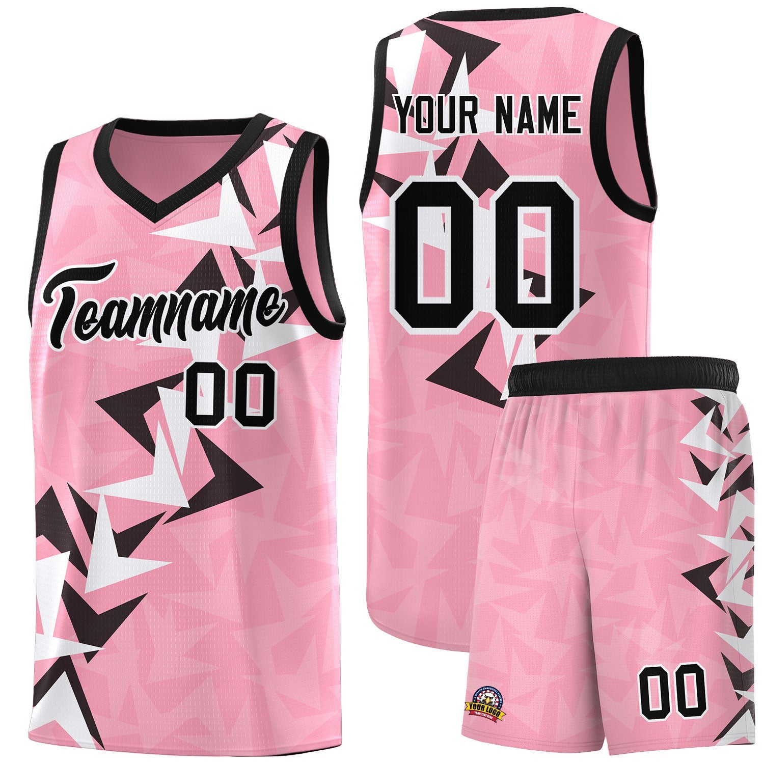 Custom Light Pink Boomerang Pattern Sets Basketball Jersey