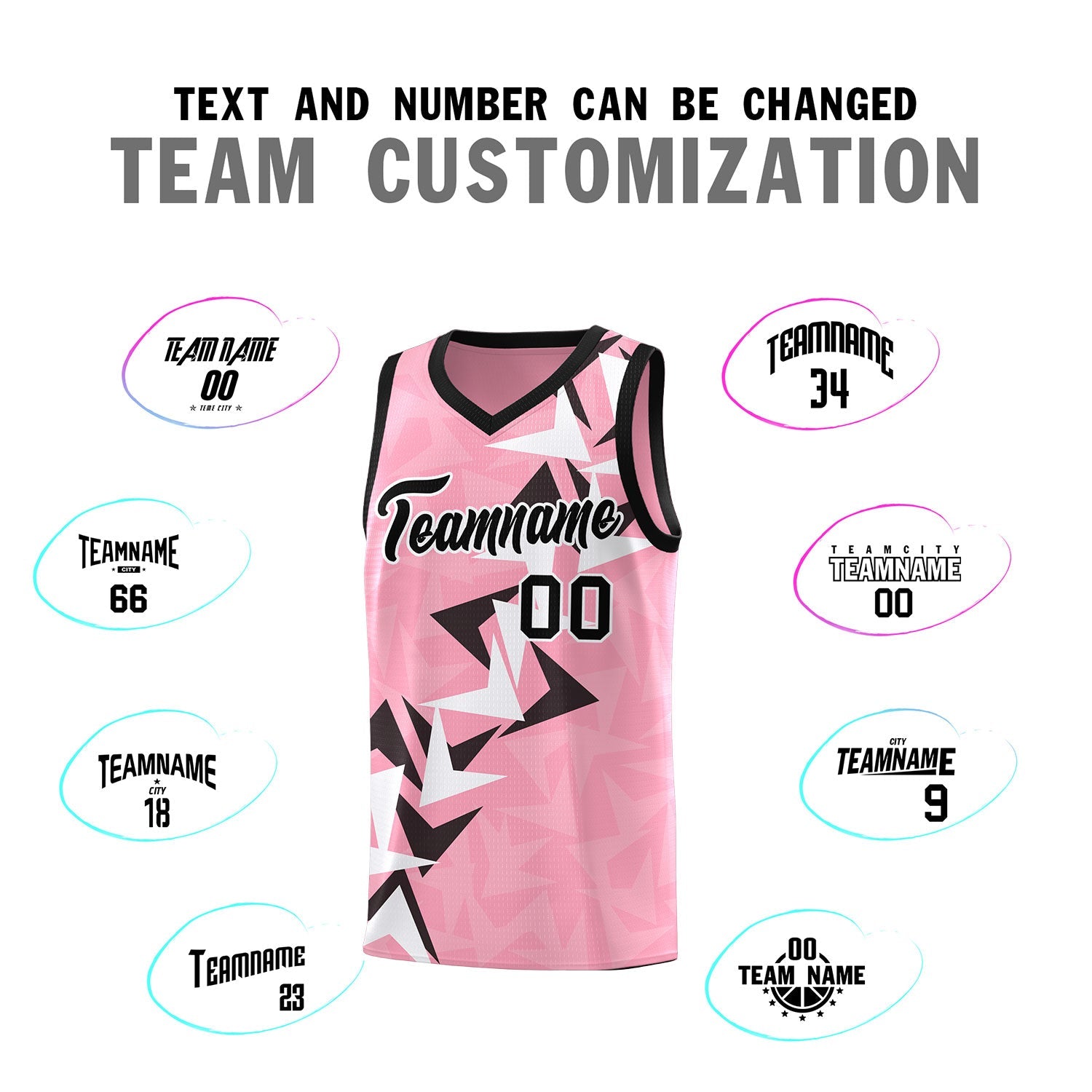 Custom Light Pink Boomerang Pattern Sets Basketball Jersey