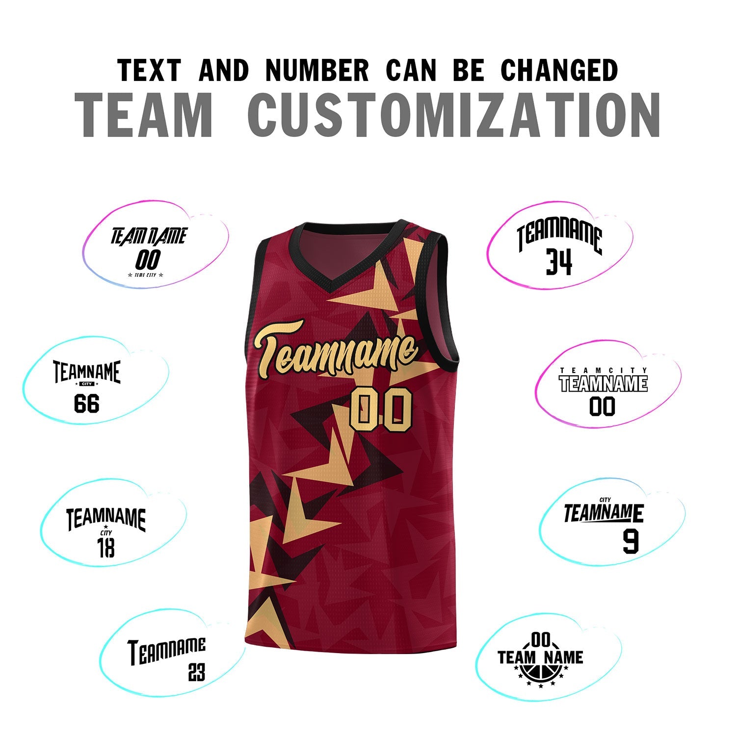 Custom Crimson Boomerang Pattern Sets Basketball Jersey