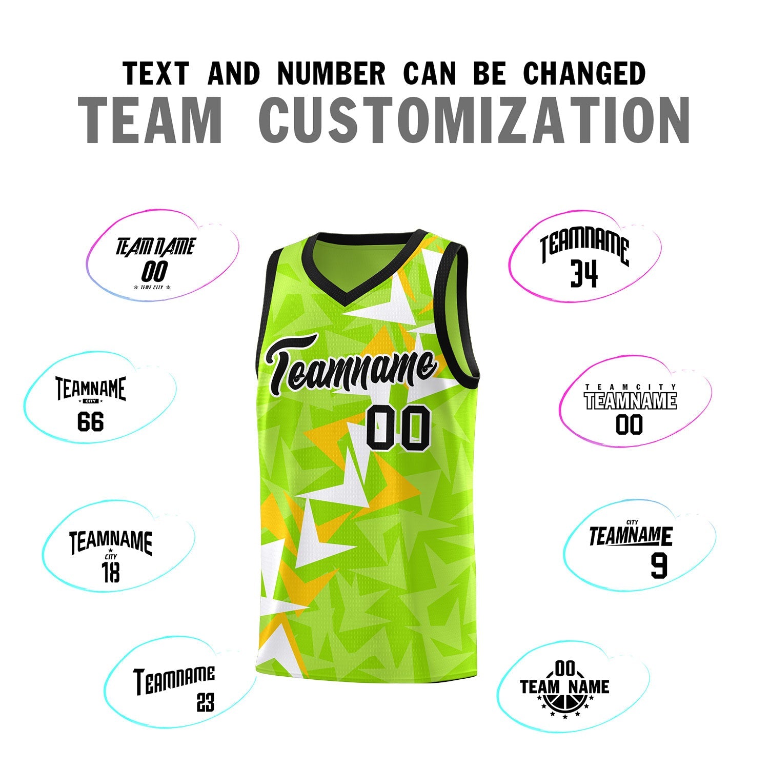 Custom Neon Green Boomerang Pattern Sets Basketball Jersey